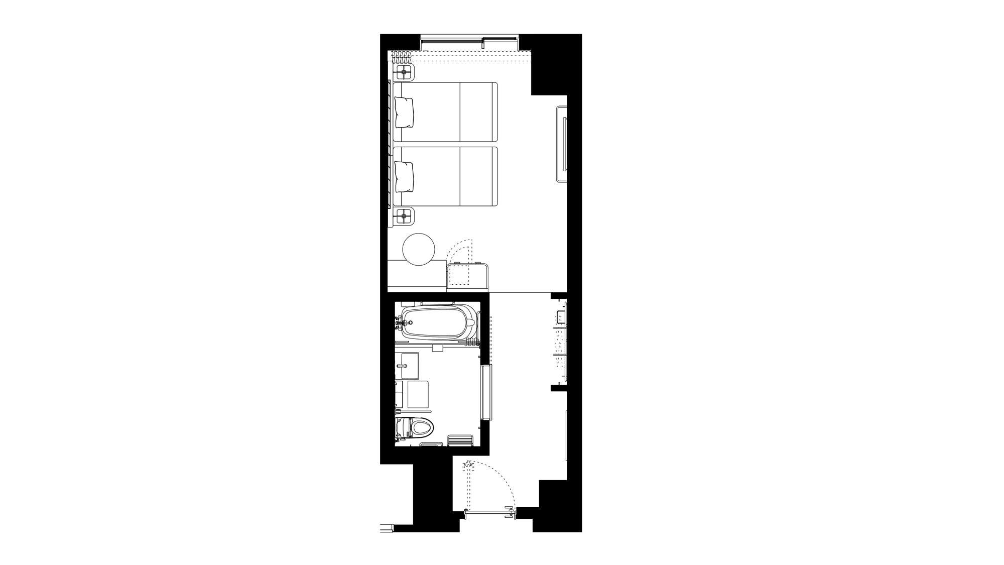 ユニバーサルツイン　客室平面図（一例）