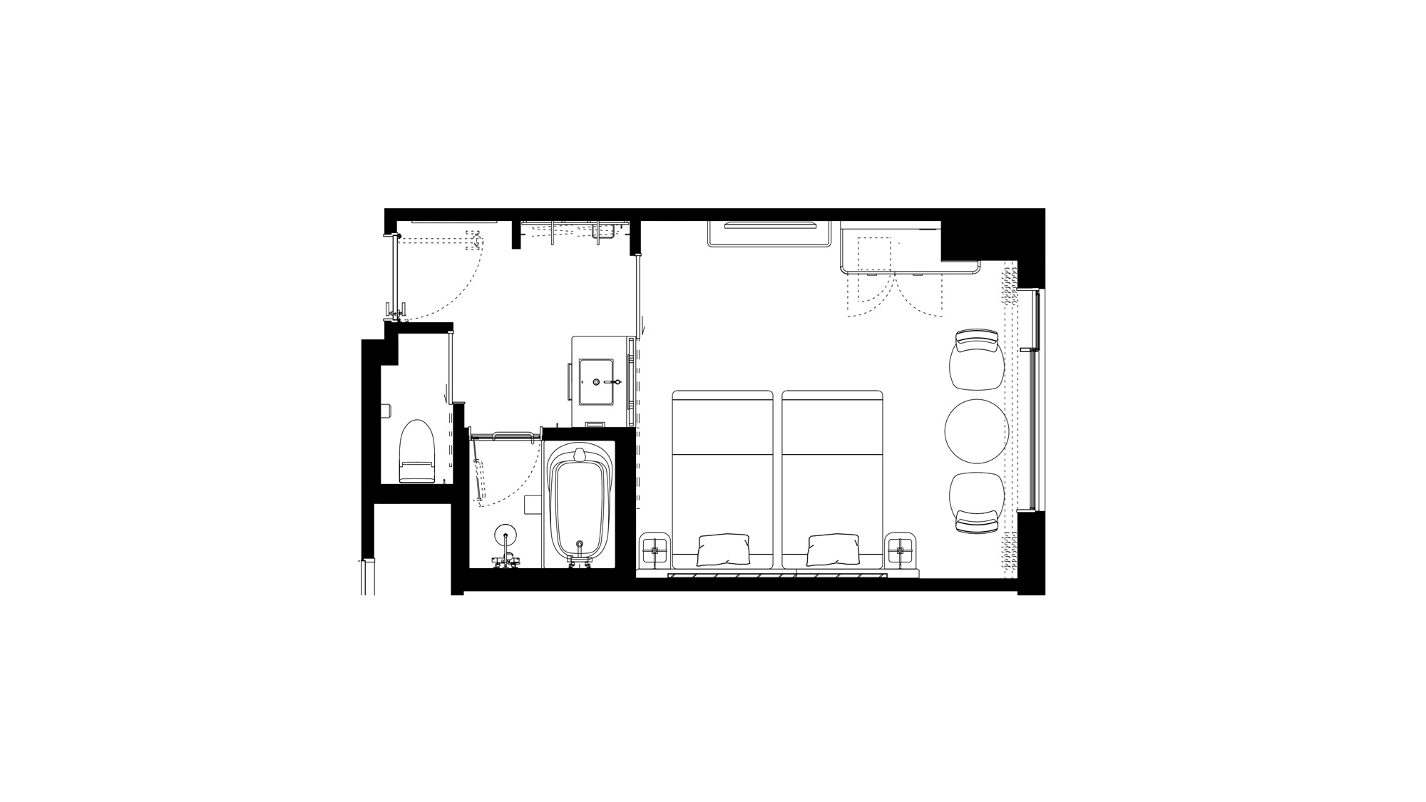 スタンダードツイン　客室平面図（一例）