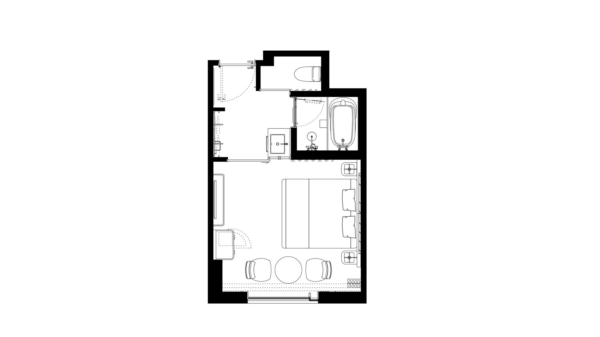 スタンダードキング　客室平面図（一例）