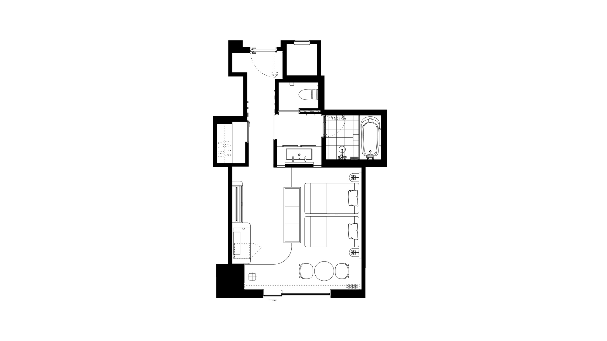 エグゼクティブフロア デラックスツイン　客室平面図（一例）