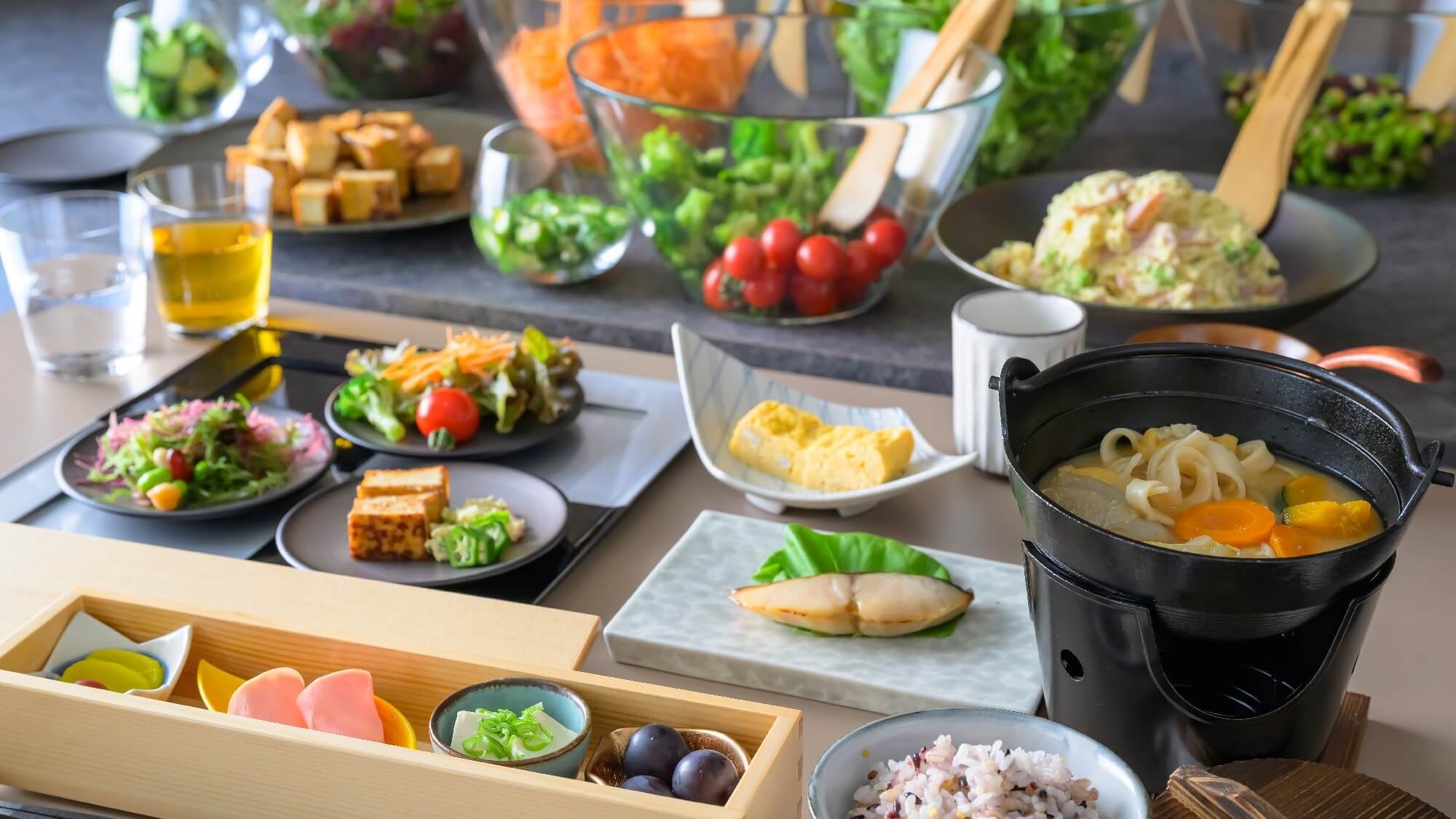 【湯めぐりパス付◆一泊朝食】旅館明治＆常磐ホテル湯めぐり散歩◇発酵食品にこだわる朝食バイキング！