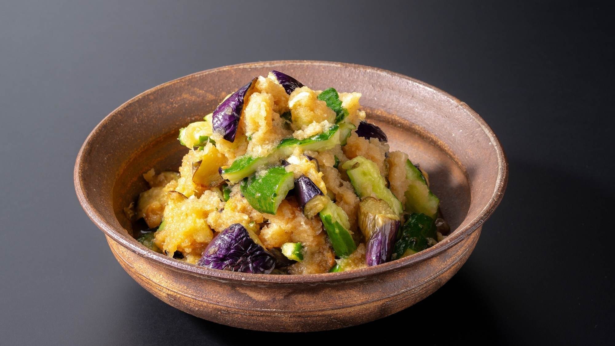 【朝食一例】揚げ茄子と叩きキュウリのおろし和え※写真はイメージです