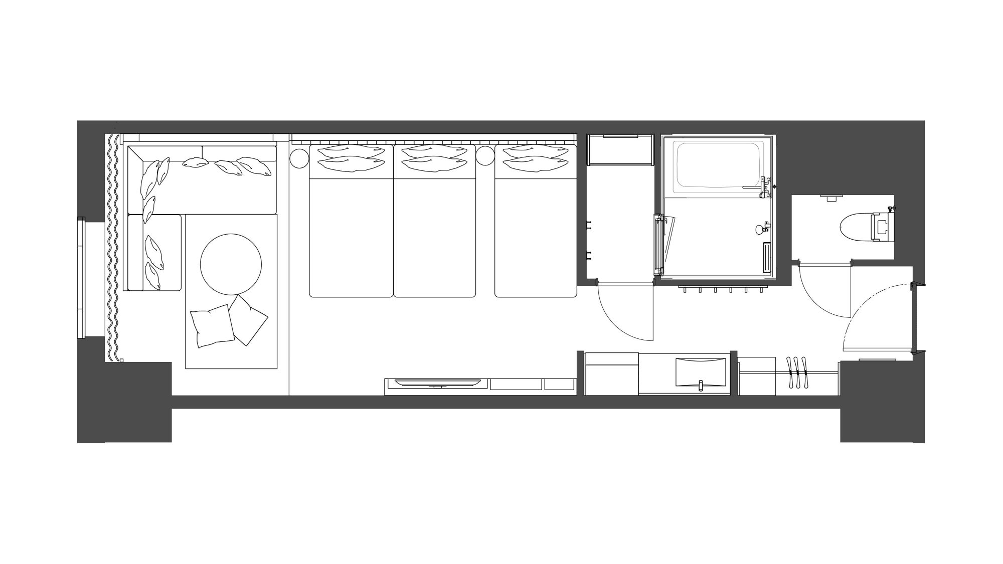 アラビアン スーペリア トリプル　客室平面図 (一例)