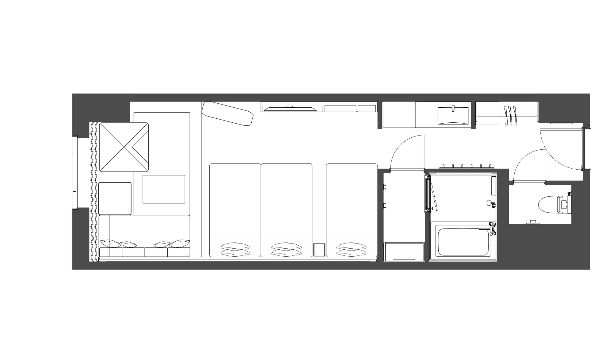 サファリ スーペリア トリプル　客室平面図 (一例)