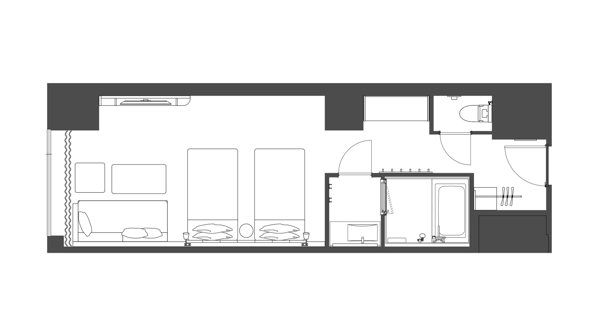 スーペリア ツイン インディアンジャスミン　客室平面図 (一例)