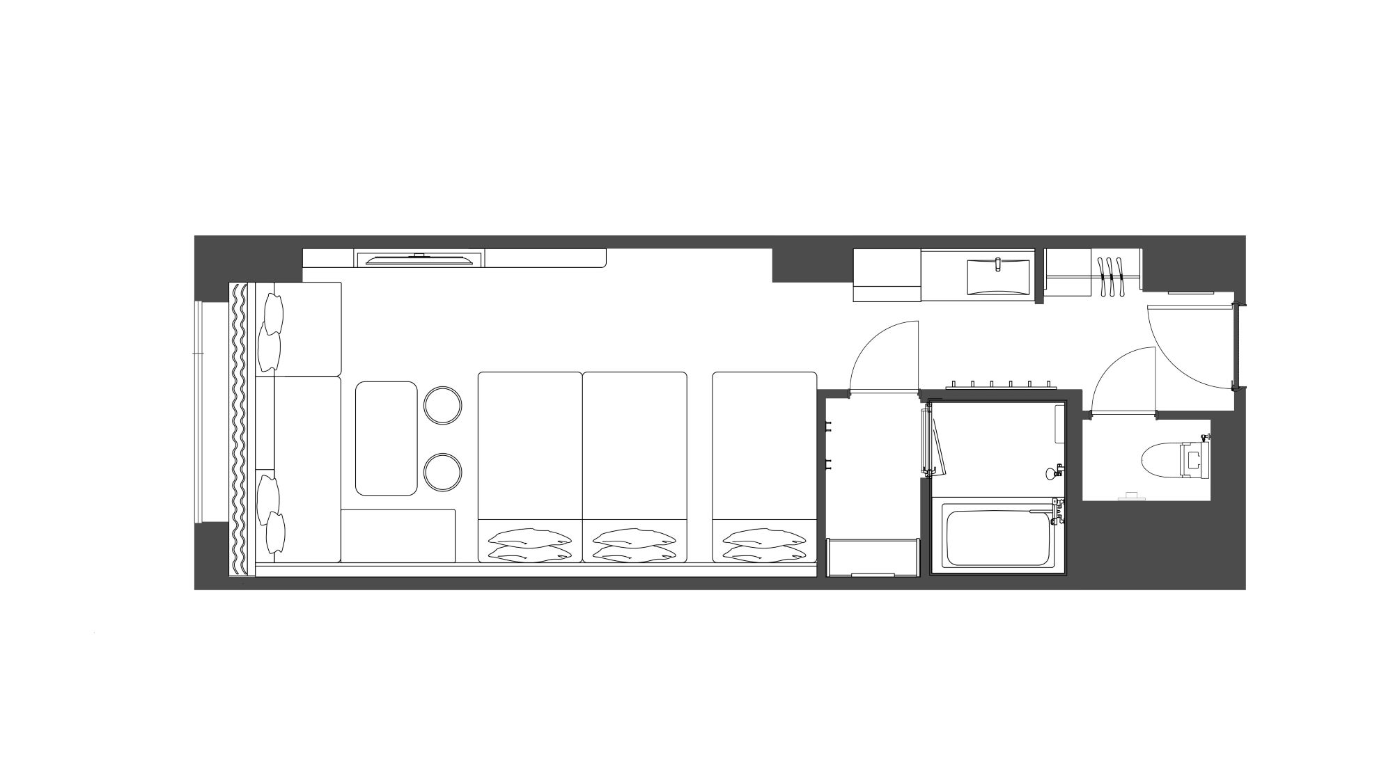 スーペリアトリプル　ギリシャブルー　客室平面図 (一例)