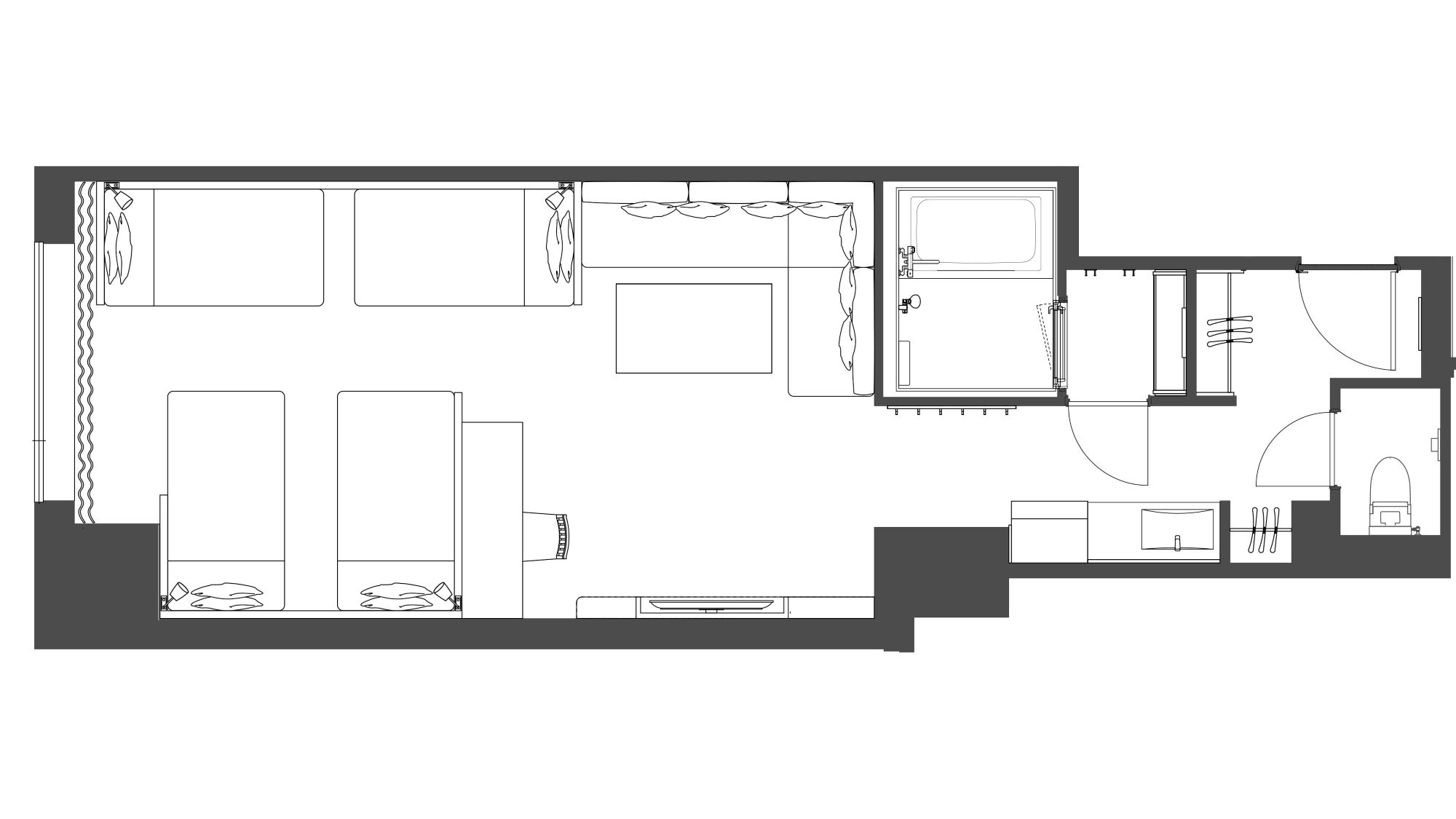 デラックス フォース アジアンエメラルド　客室平面図 (一例)