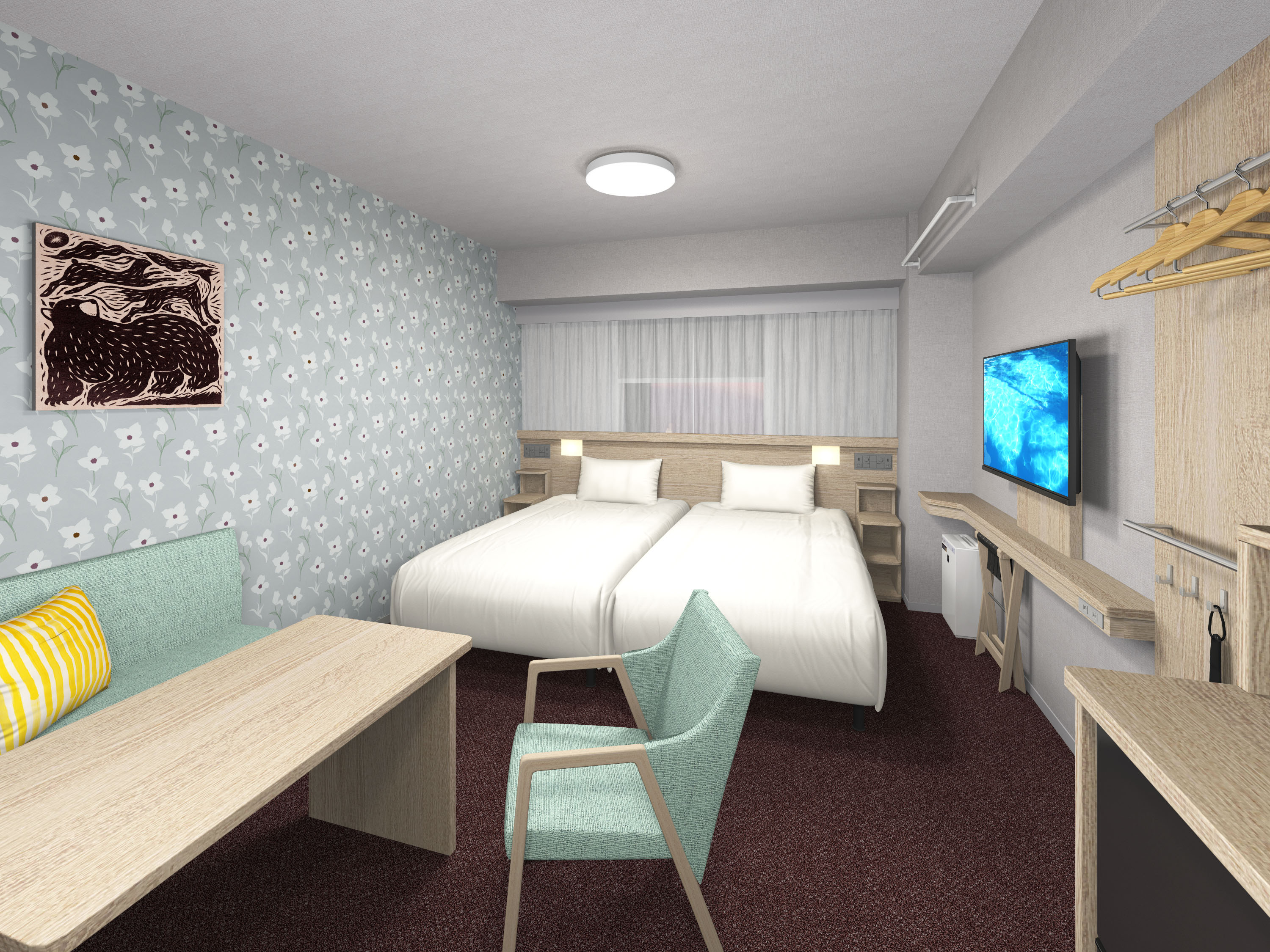 ご家族やグループでのご利用におすすめのお部屋です。
サータ製のベッドに加え、スタッキングベッドを活用すれば最大3名まで宿泊可能。小さなお子様連れのご家族や、気の合うご友人同士の滞在にもぴったりです。
室内には洗濯機や電子レンジ、2ドア冷蔵庫を完備しており、ちょっとした洗濯や温かい軽食の準備もお部屋で完結。