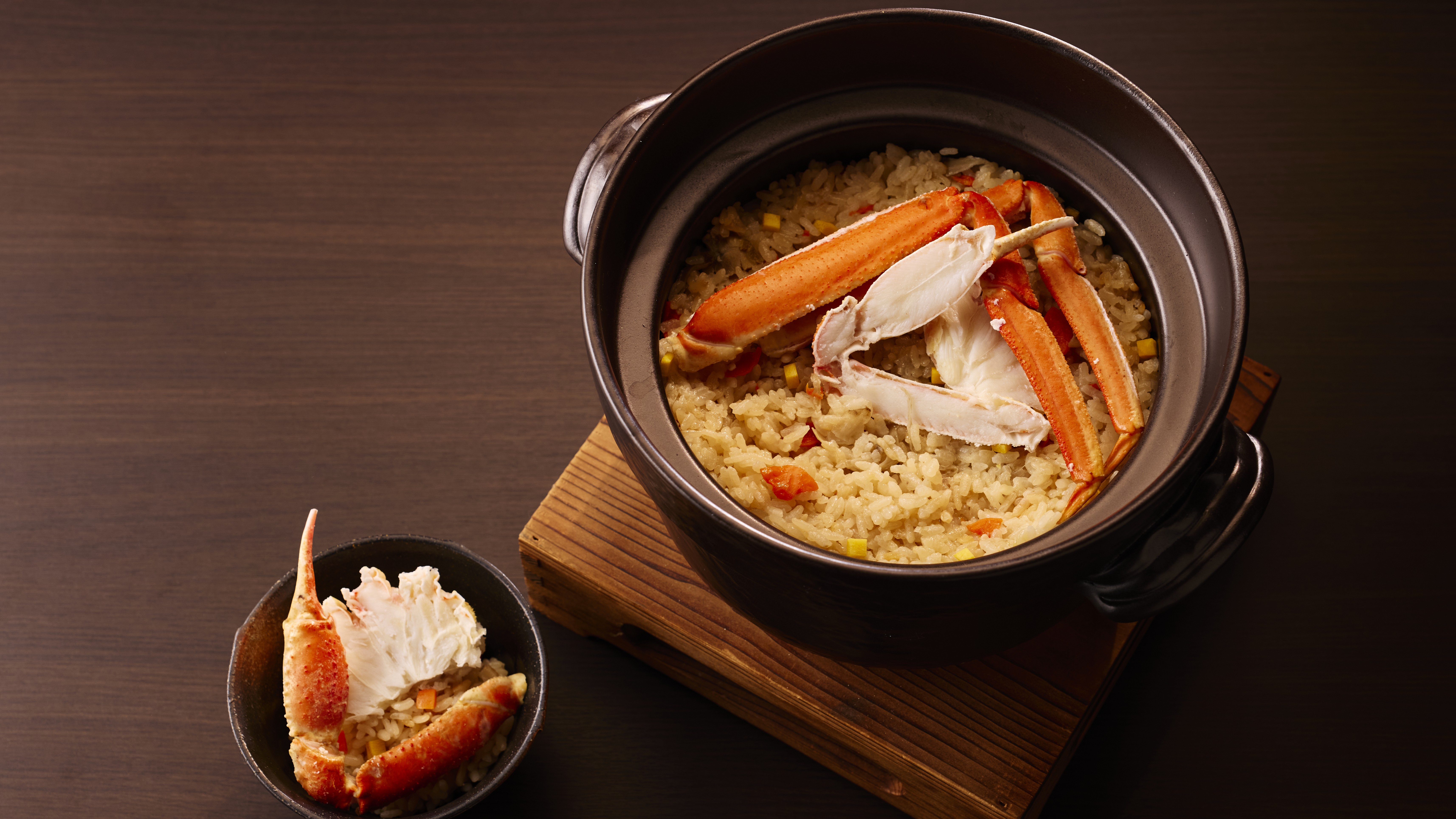冬の会席料理グレードアップ2025（蟹の炊き込みご飯）