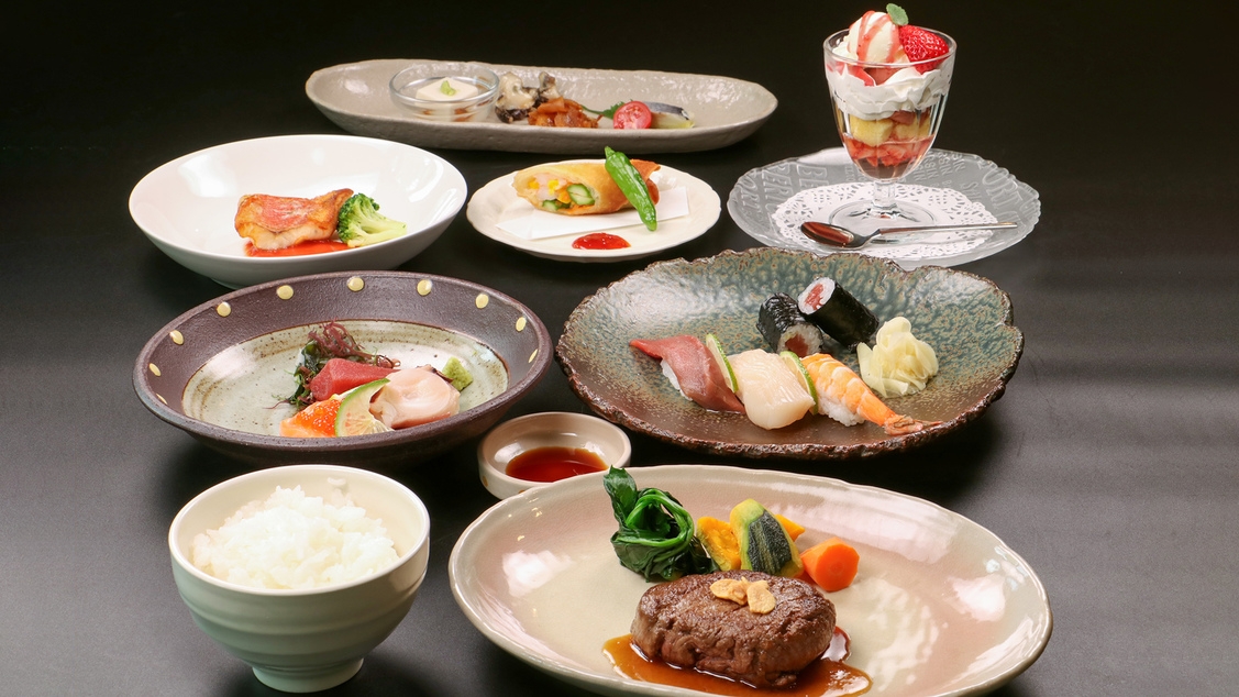 【2食付】＼オープン記念！おひとり様2000円割引／目の前で握る寿司と和洋折衷コースを堪能【特典付】