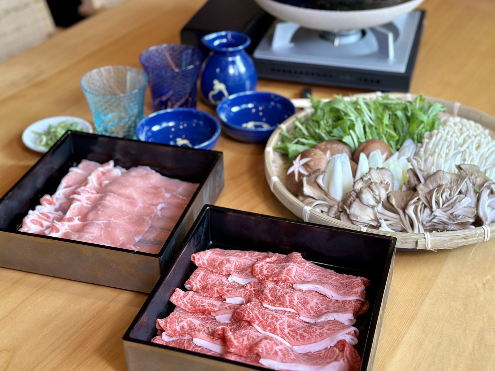 こだわり黒毛和牛＆豚ロースしゃぶしゃぶ食材付きスタンダードプラン【セルフ調理】