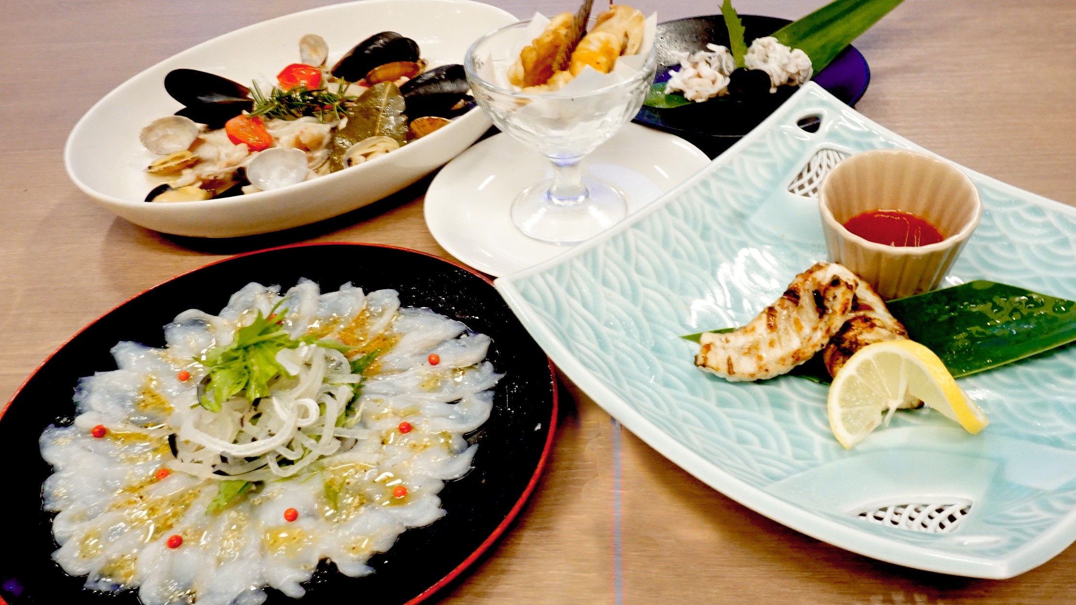 とらふぐ料理コース一例