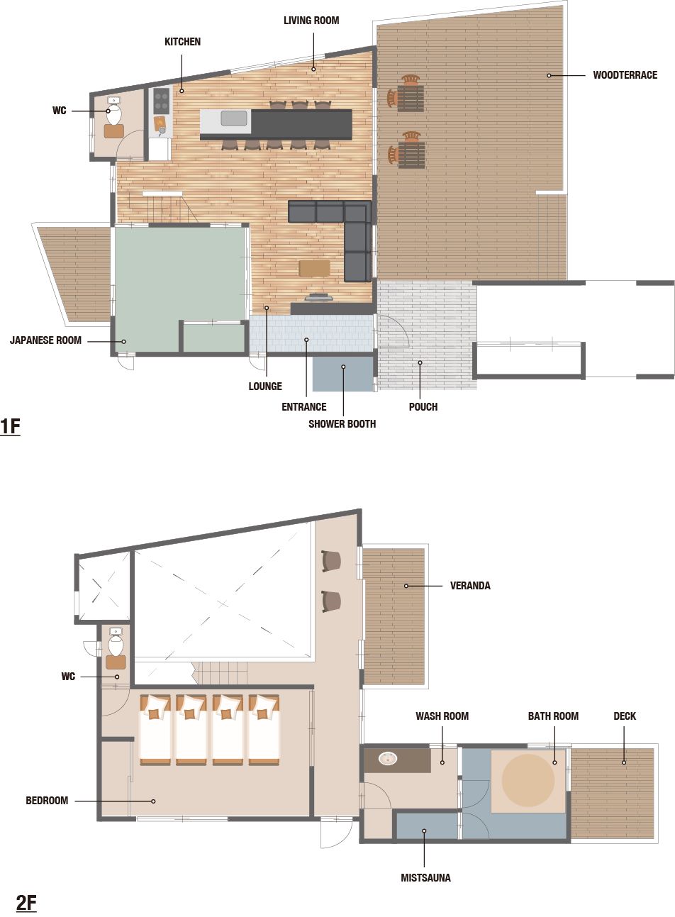 【間取り図】 8名【シングル&times;4・布団&times;4】