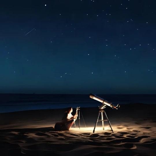 【天体観測】海辺の絶景、水平線でつながる星空観察。時間を忘れるリトリートプラン。望遠鏡レンタル可能！