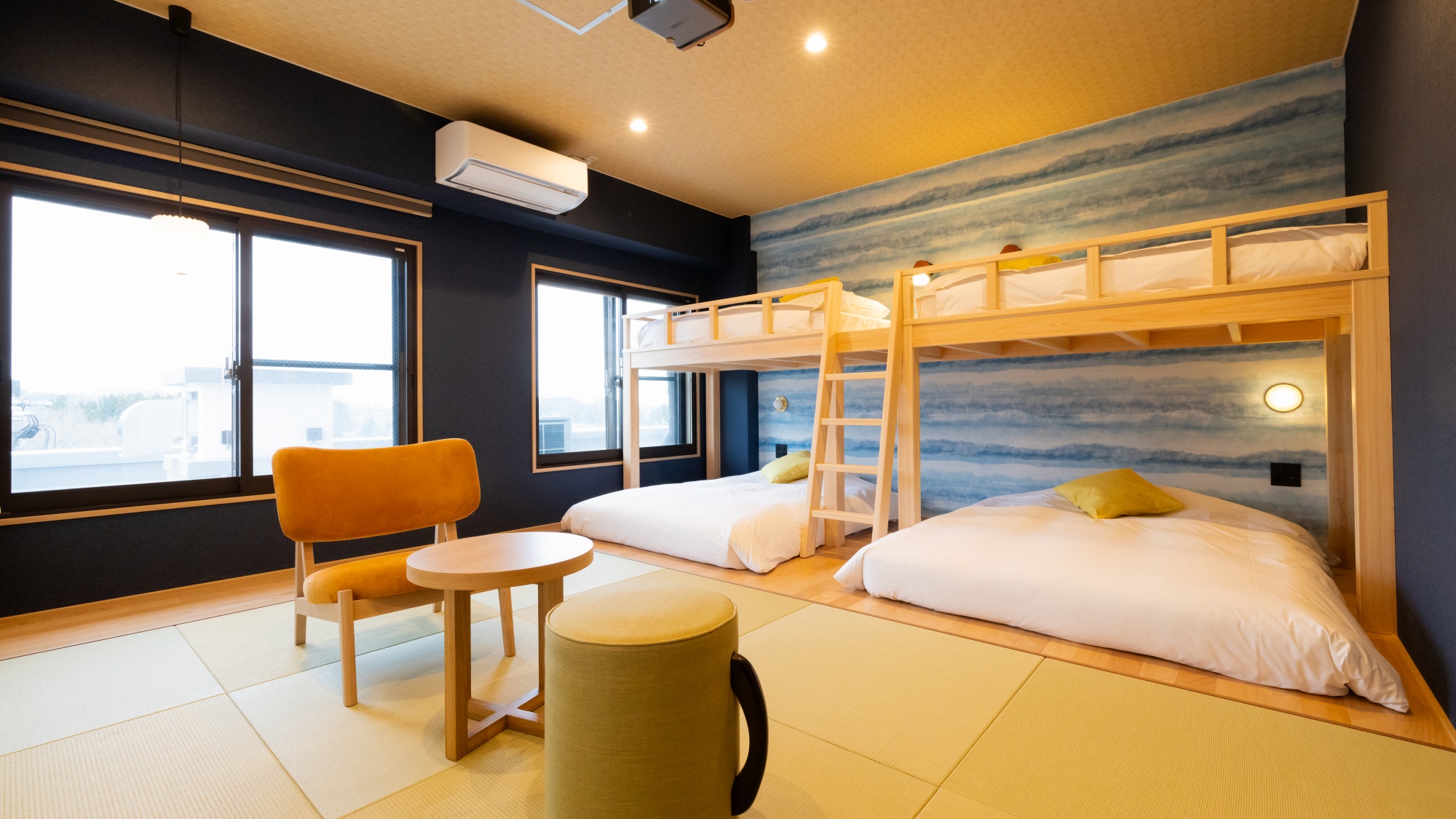 【バンクベッドルーム】4Kプロジェクターで楽しい旅をさらに充実したものに。