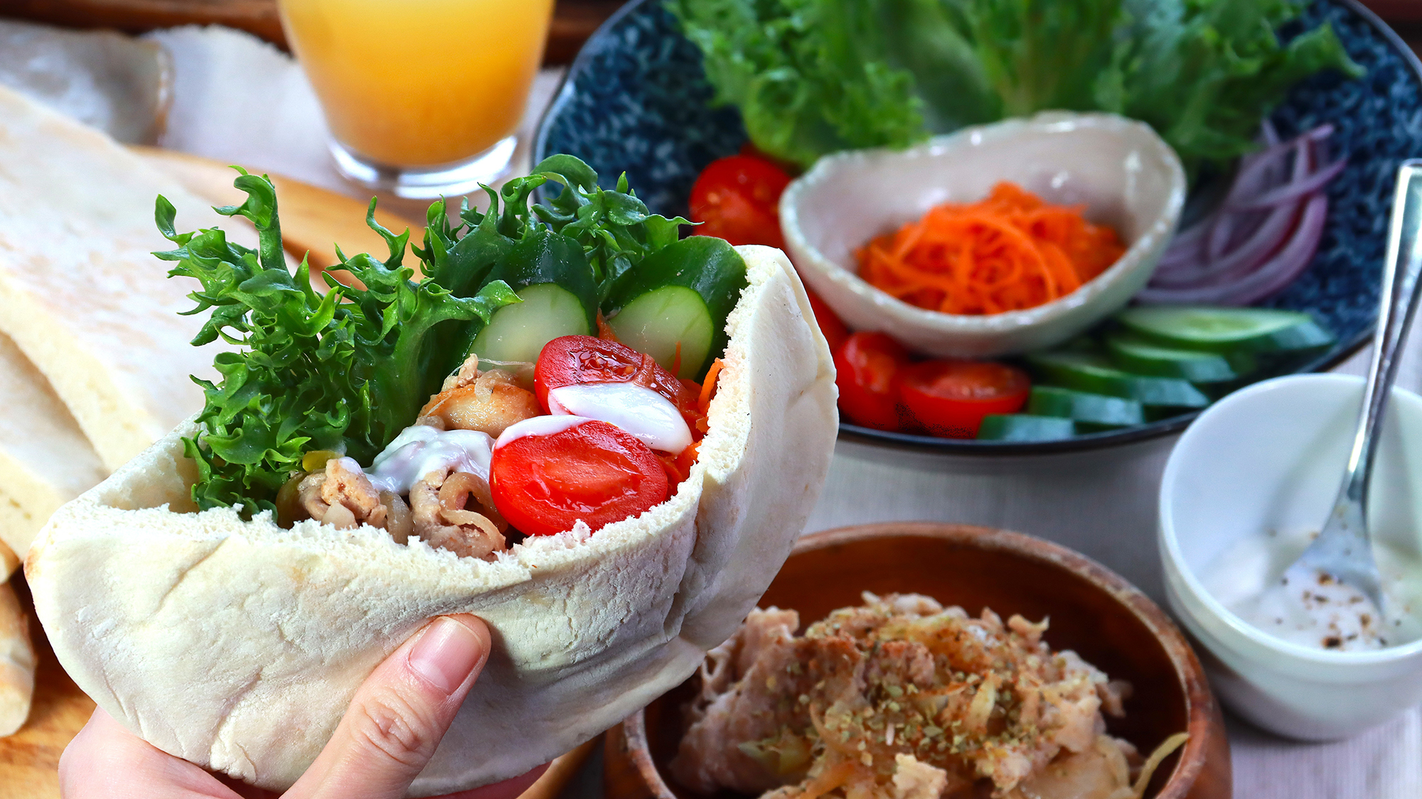 【お料理】 朝食 ピタサンド 