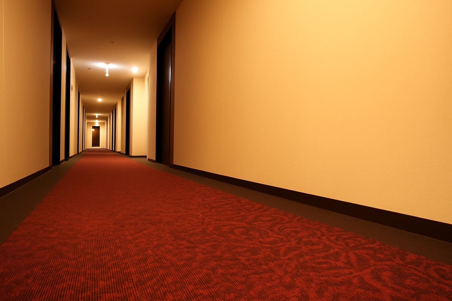 客室廊下：こだわりのデザインをお楽しみください。