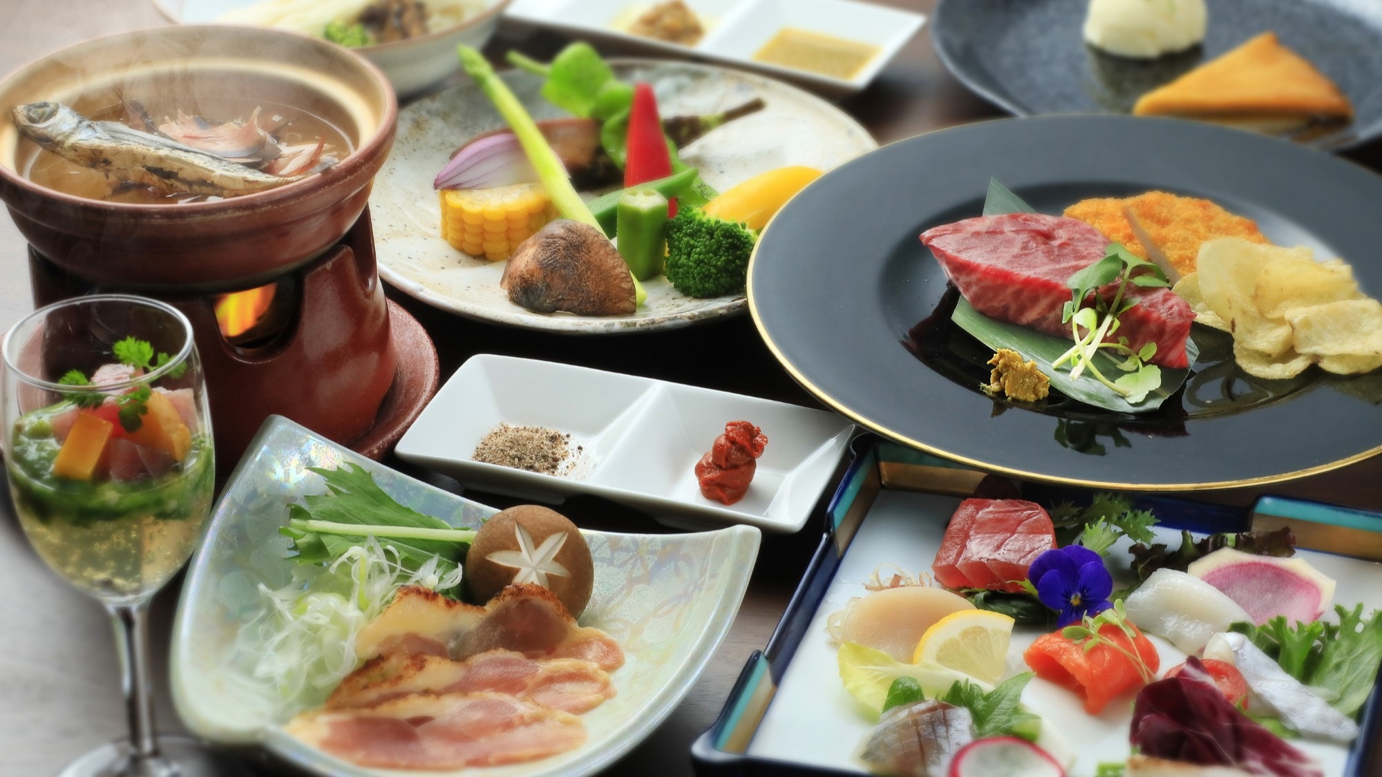 【夕食のみ】早朝出発のゴルフやお出かけの方に／「食」と「癒」の大人宿＜特選会席−国産牛−＞※朝食無し