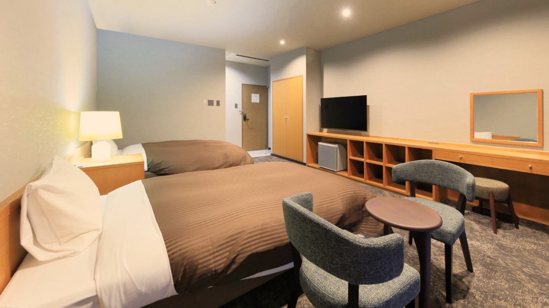 【露天風呂付き洋室ツイン】シングルベッドを2台設えております