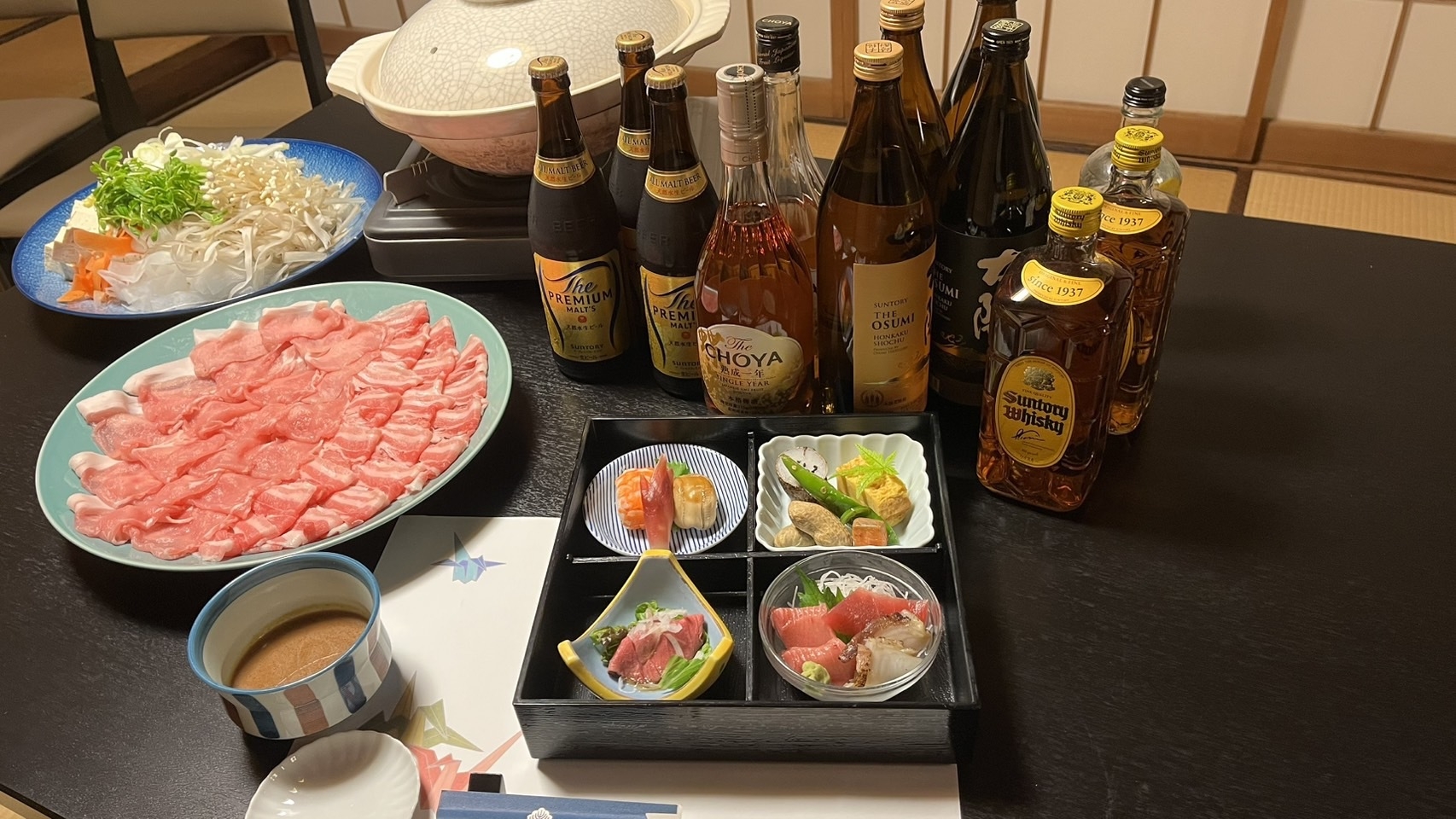 〔夕食のみ付〕旬を感じる目利きと腕。静岡ブランドの遠州黒豚しゃぶしゃぶ御膳です（ドリンク代は別）　