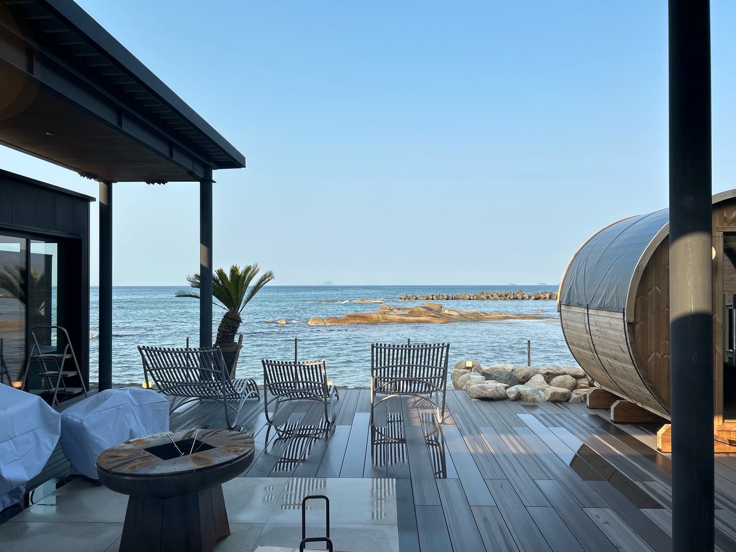 バレルサウナ露天岩風呂付客室・沙のお部屋から景観