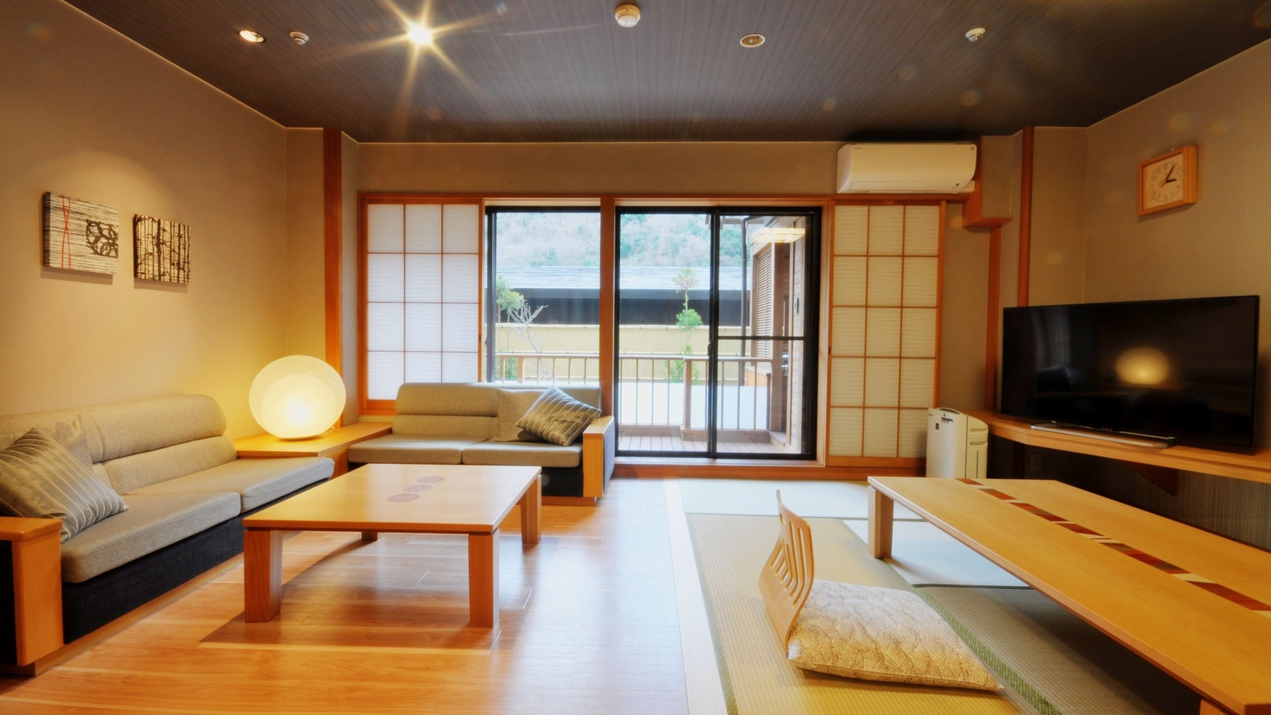 温泉露天風呂付和洋室　湯庵