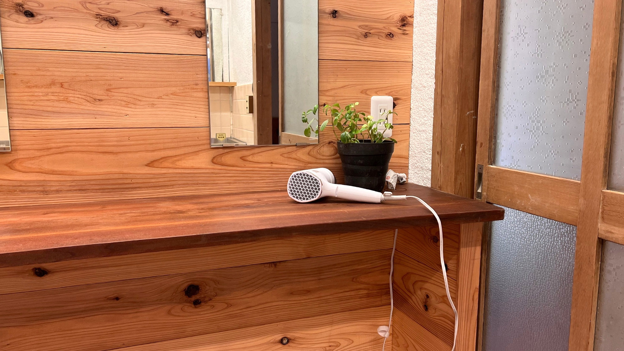 ・【脱衣所】脱衣所にはドライヤー台を設置。ドライヤーも2台お使いいただけます