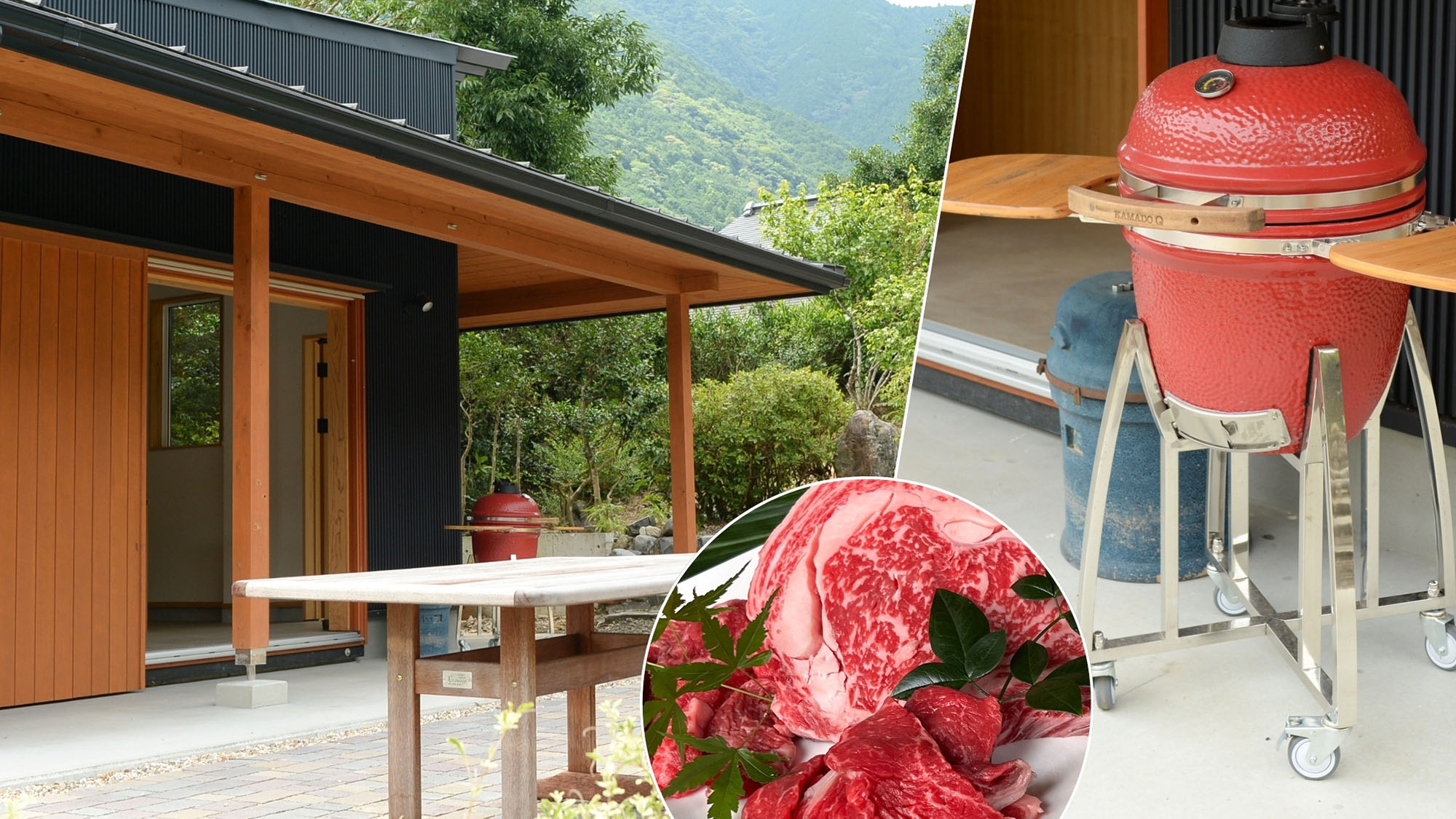 ・【BBQ】BBQ広場＋フルキッチン。BBQのかまどは本格的なKAMADO-Q
