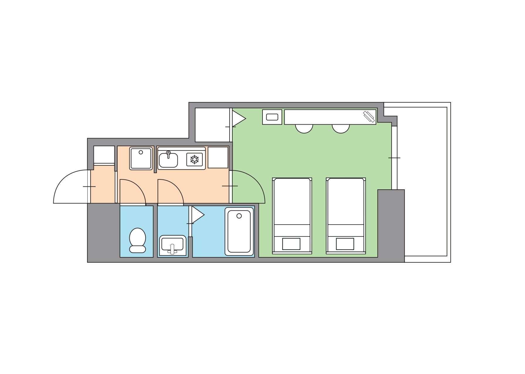 シングルベッド2台・2名様でのご宿泊におすすめ