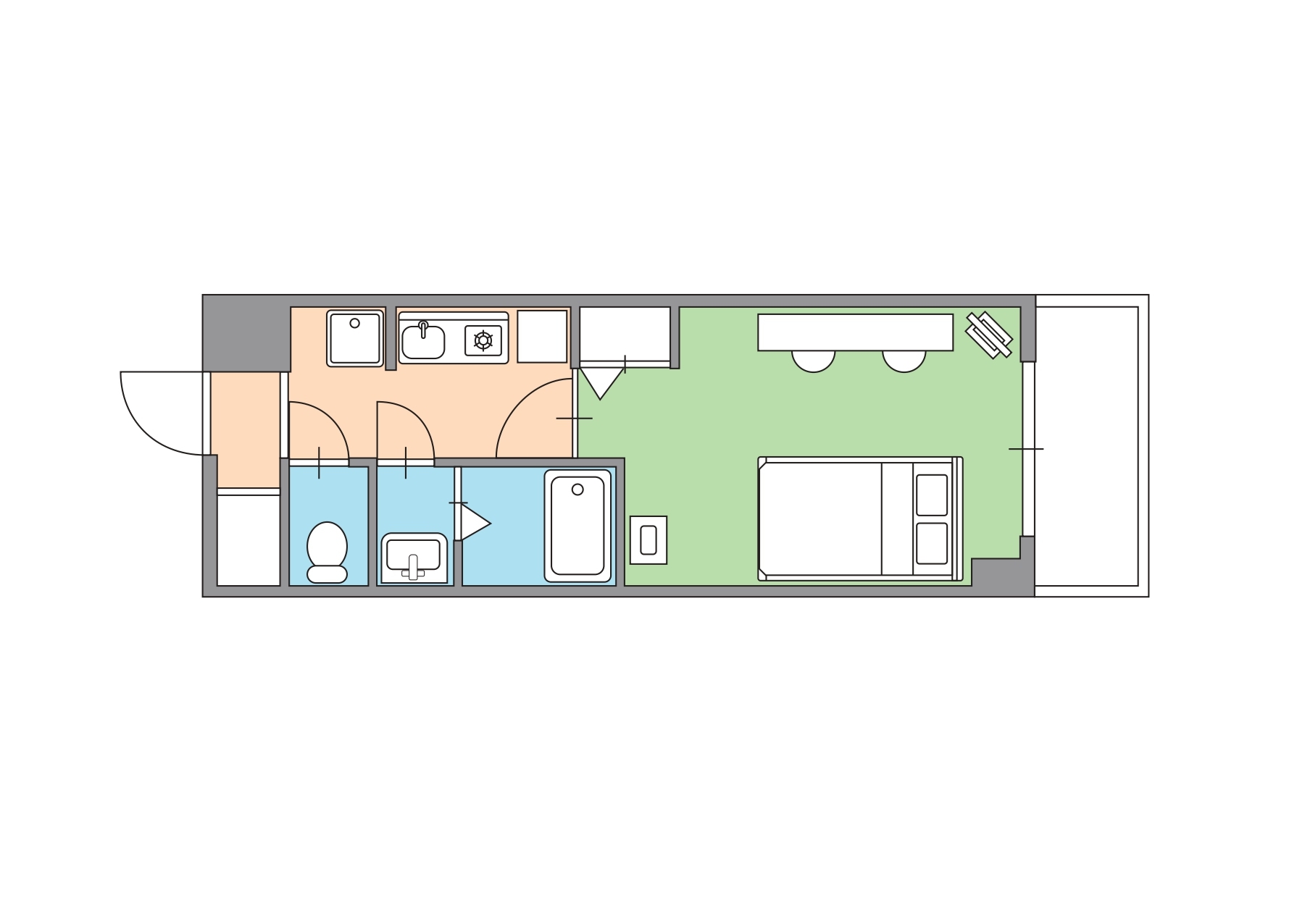 ダブルベッド1台・2名様でのご宿泊におすすめ