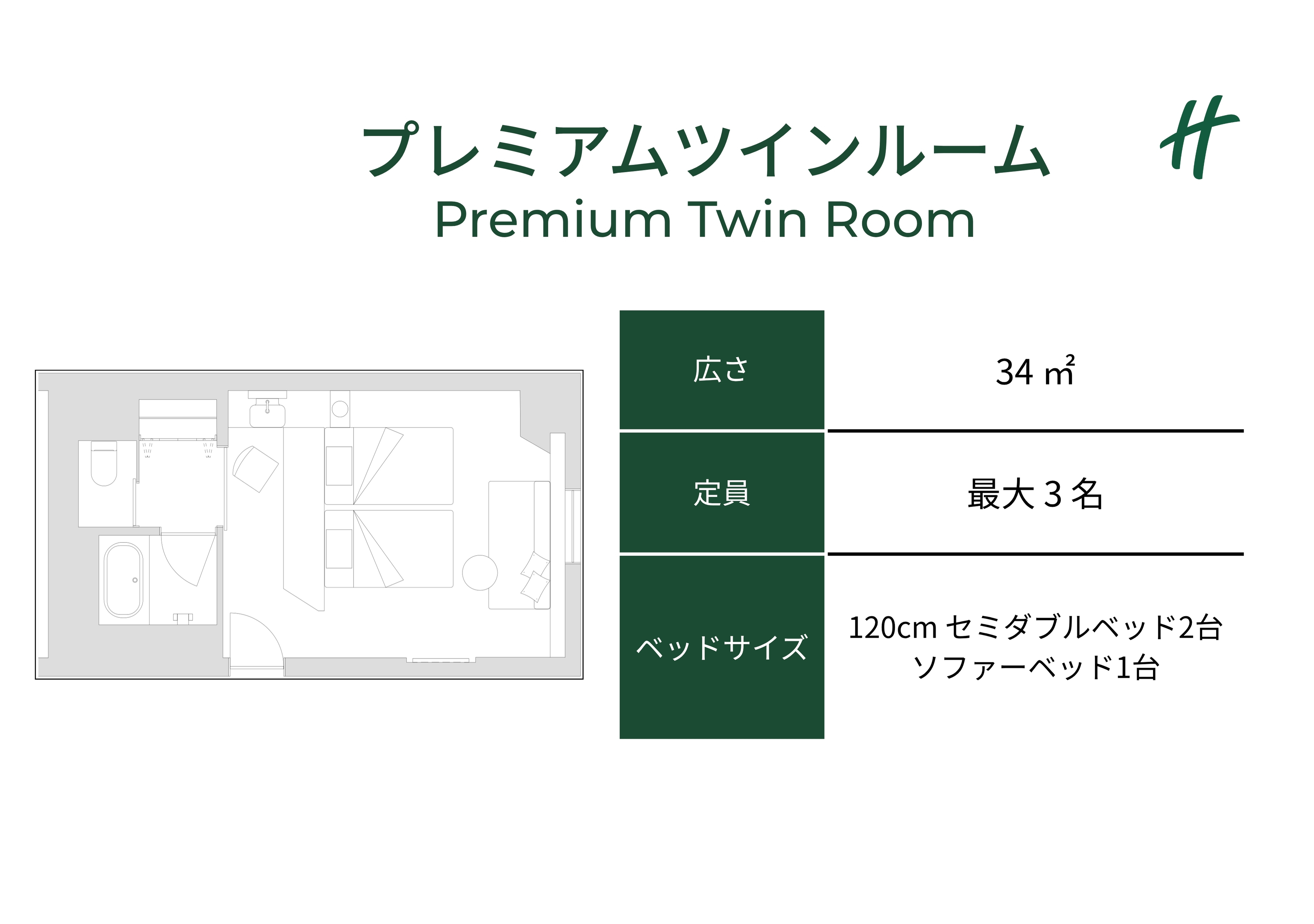 プレミアムツインルーム 見取図