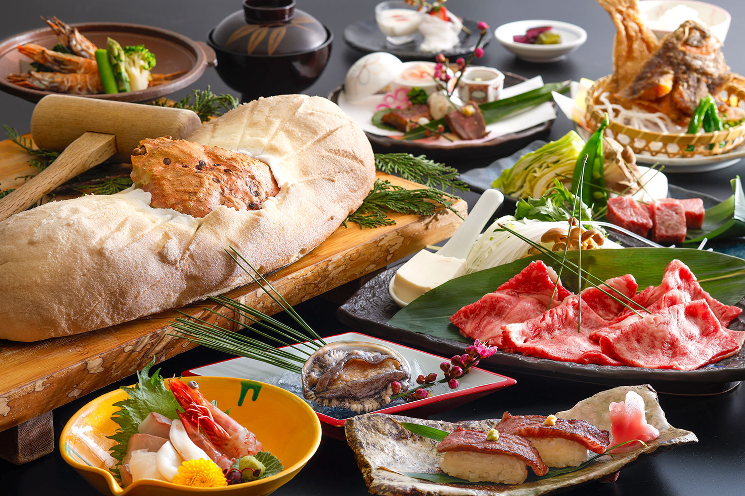 【限定タイムセール4000円引】年に一度の贅沢♪蟹塩釜＆但馬牛＆アワビまで！牛しゃぶ牛握り【玉手箱】