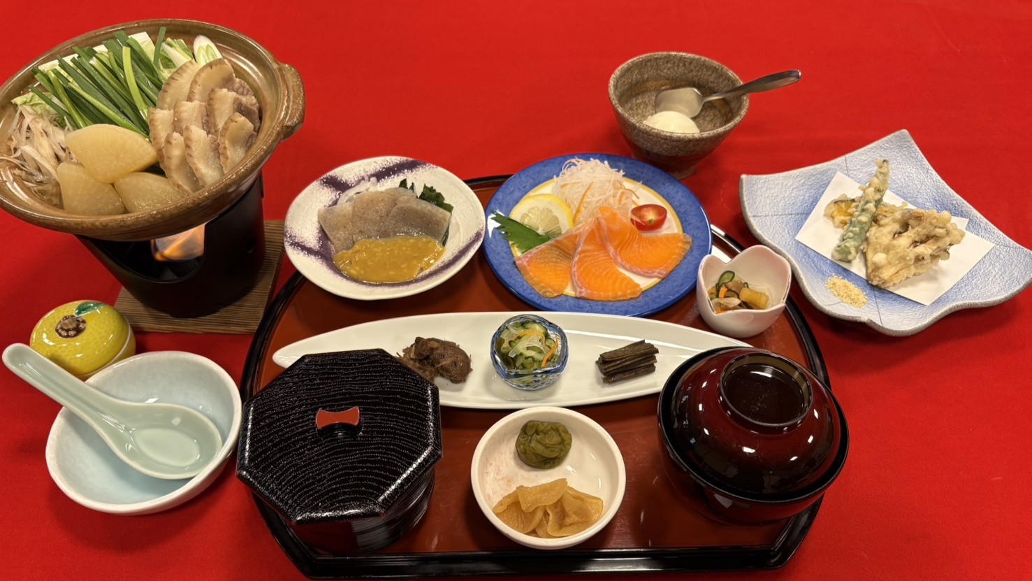 【夕食例】冬御膳　西米良獲れの猪肉・大根の旨みをお楽しみください♪　＊食材は仕入れにより異なります