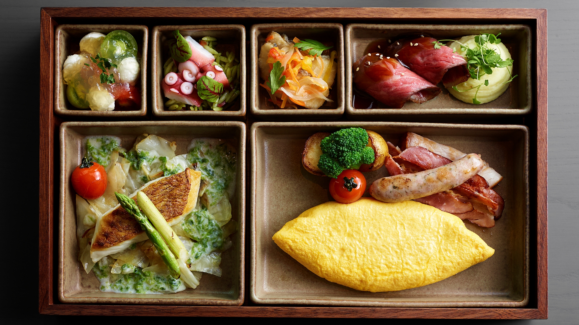 【朝食／洋箱膳】お好みの卵料理を一箱に仕立てて。※イメージ