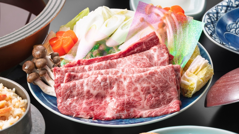 【期間限定　人気のお鍋】特製割下の甘辛い味付け　牛肉本来の旨味をひきたてる「国産牛すき焼き鍋膳」