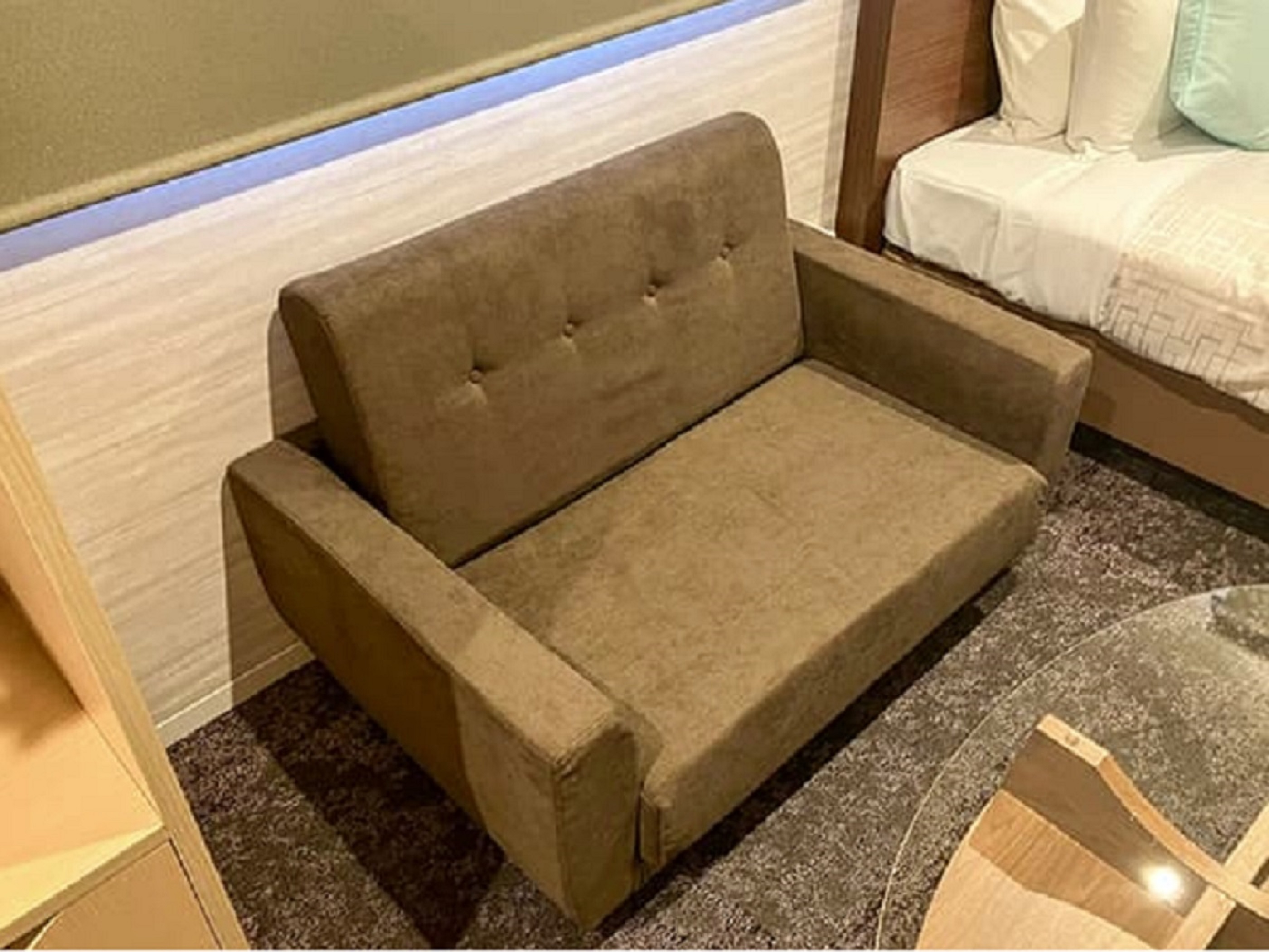 【コンテナルーム】ソファーベッドを採用しており最大2名様まで快適にご利用いただけます。