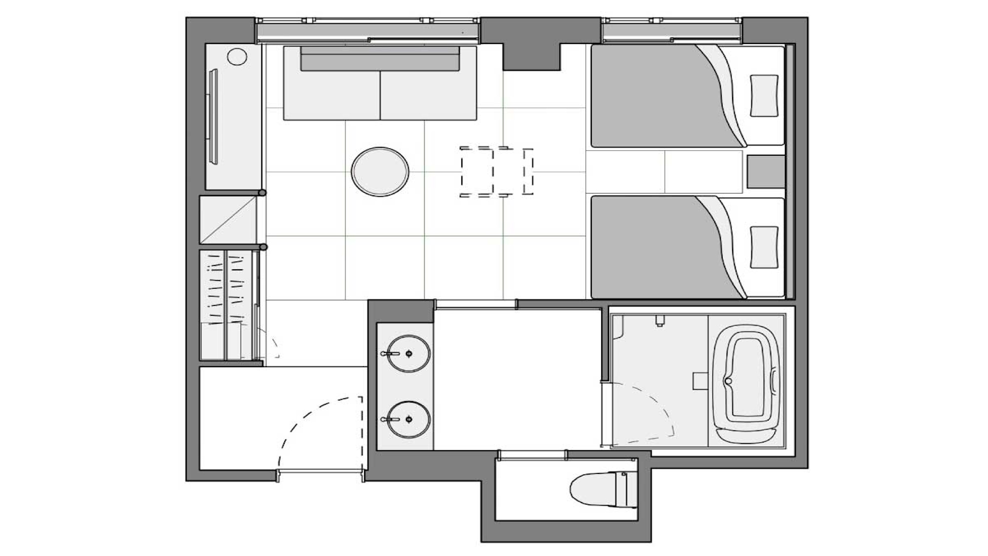 スーペリアツイン withソファベッド（間取り図）