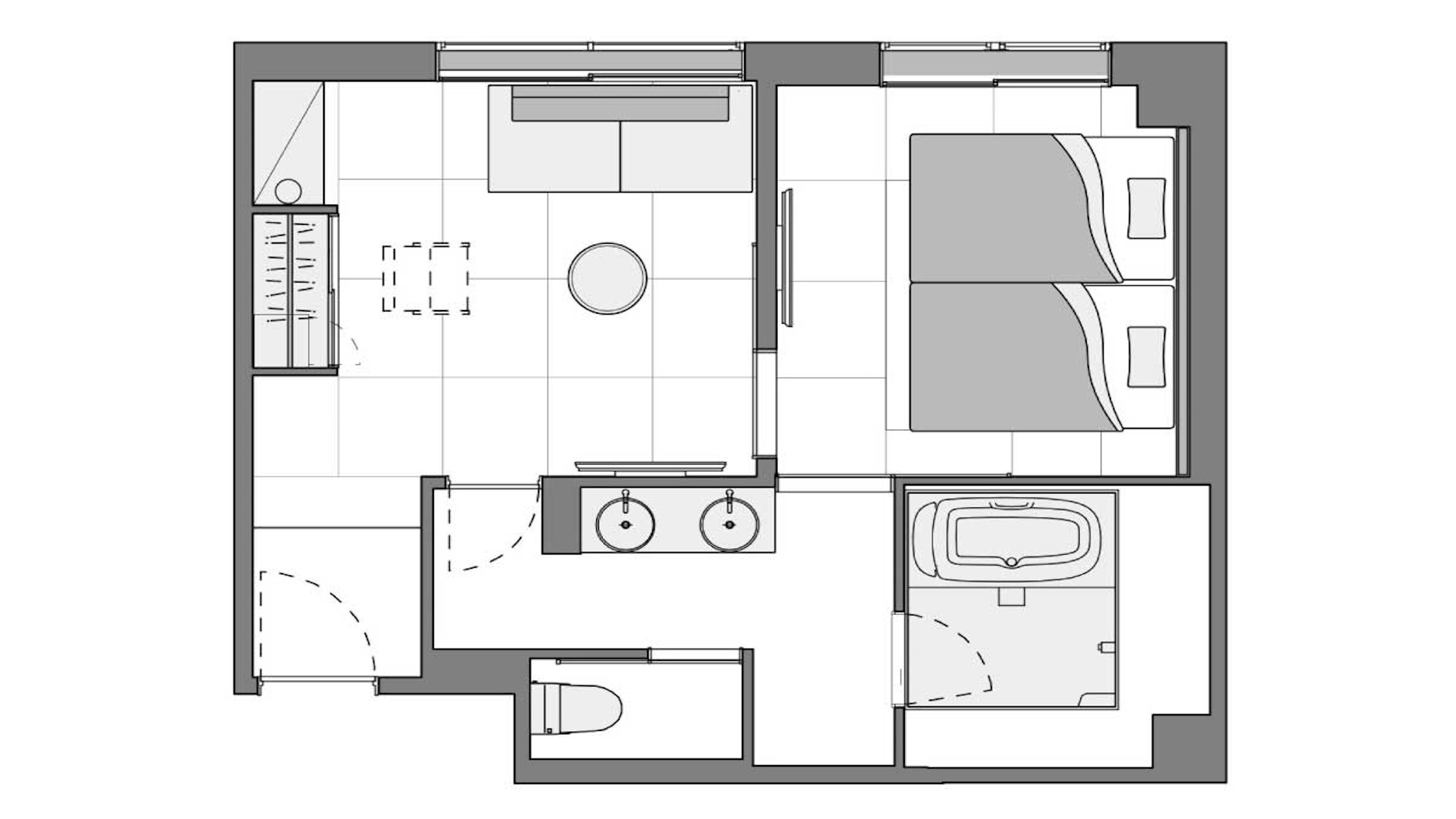 デラックススイート withソファベッド（間取り図）