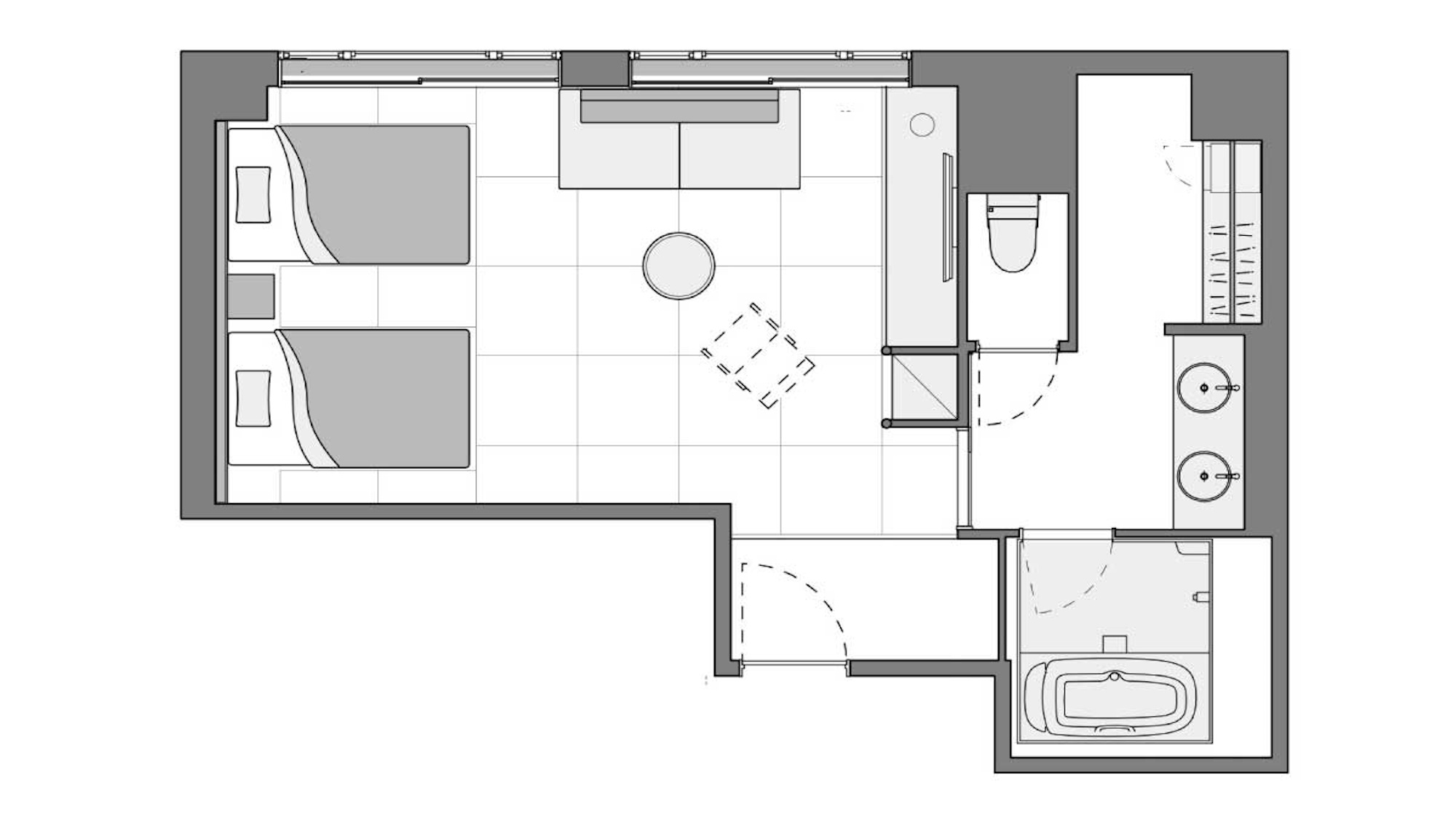 エグゼクティブツイン withソファベッド（間取り図）