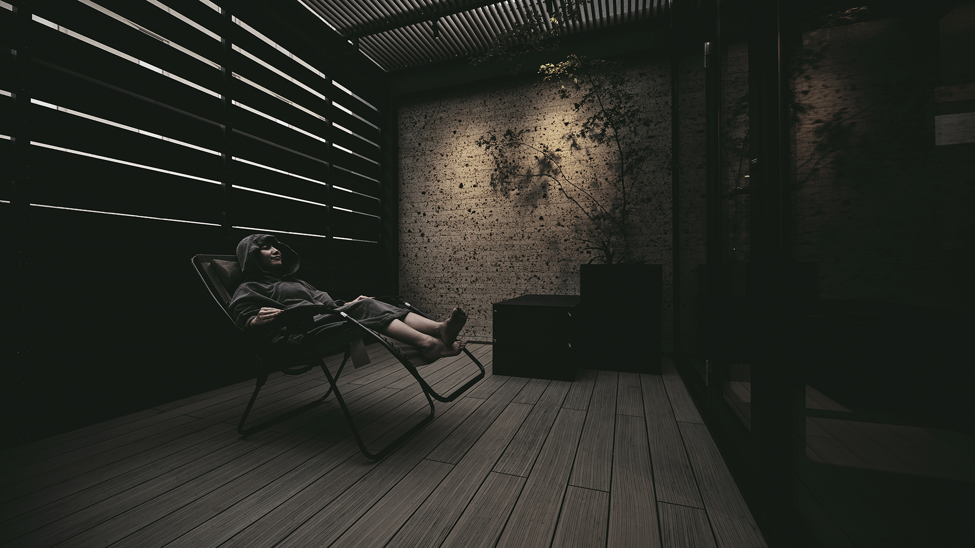 外気浴もこだわりの空間で（SAUNA Giraffe 天神）