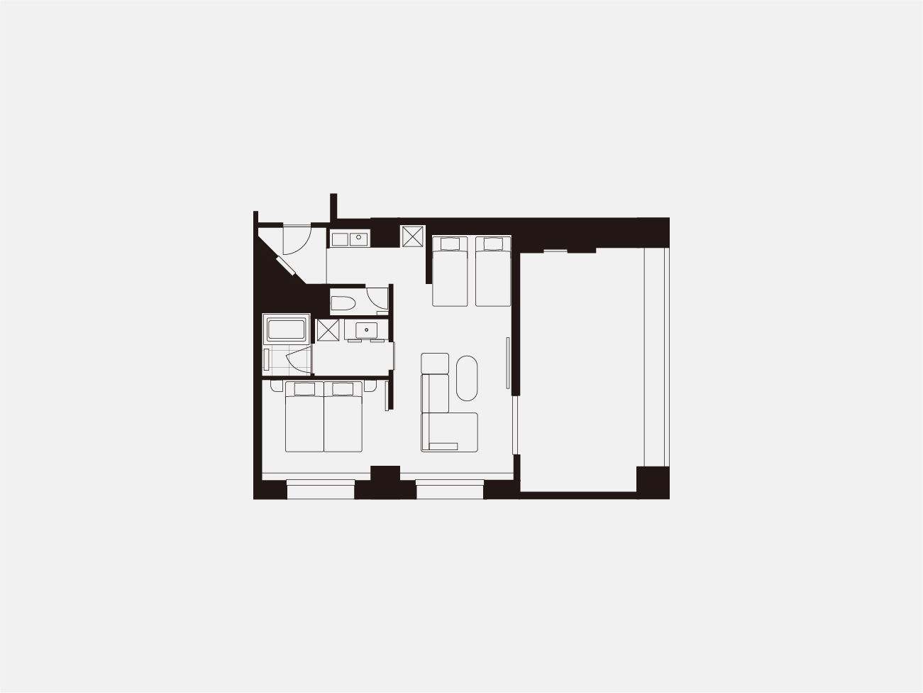 プレミアムコーナー テラス（2ベッドルーム／洗濯機）