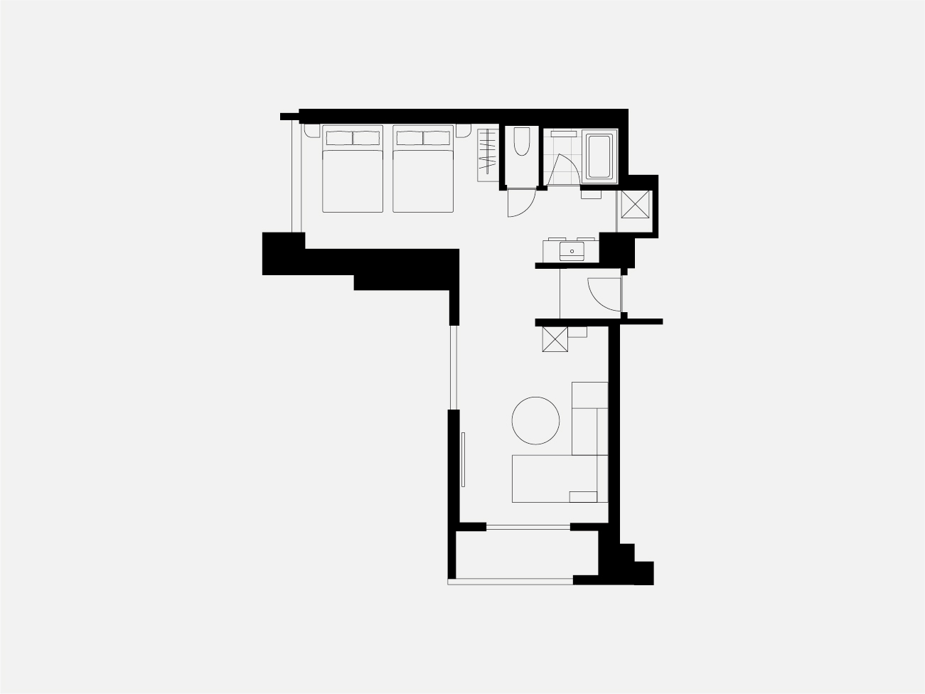 コンフォートデラックス（ダブルベッド2台／洗濯機）
