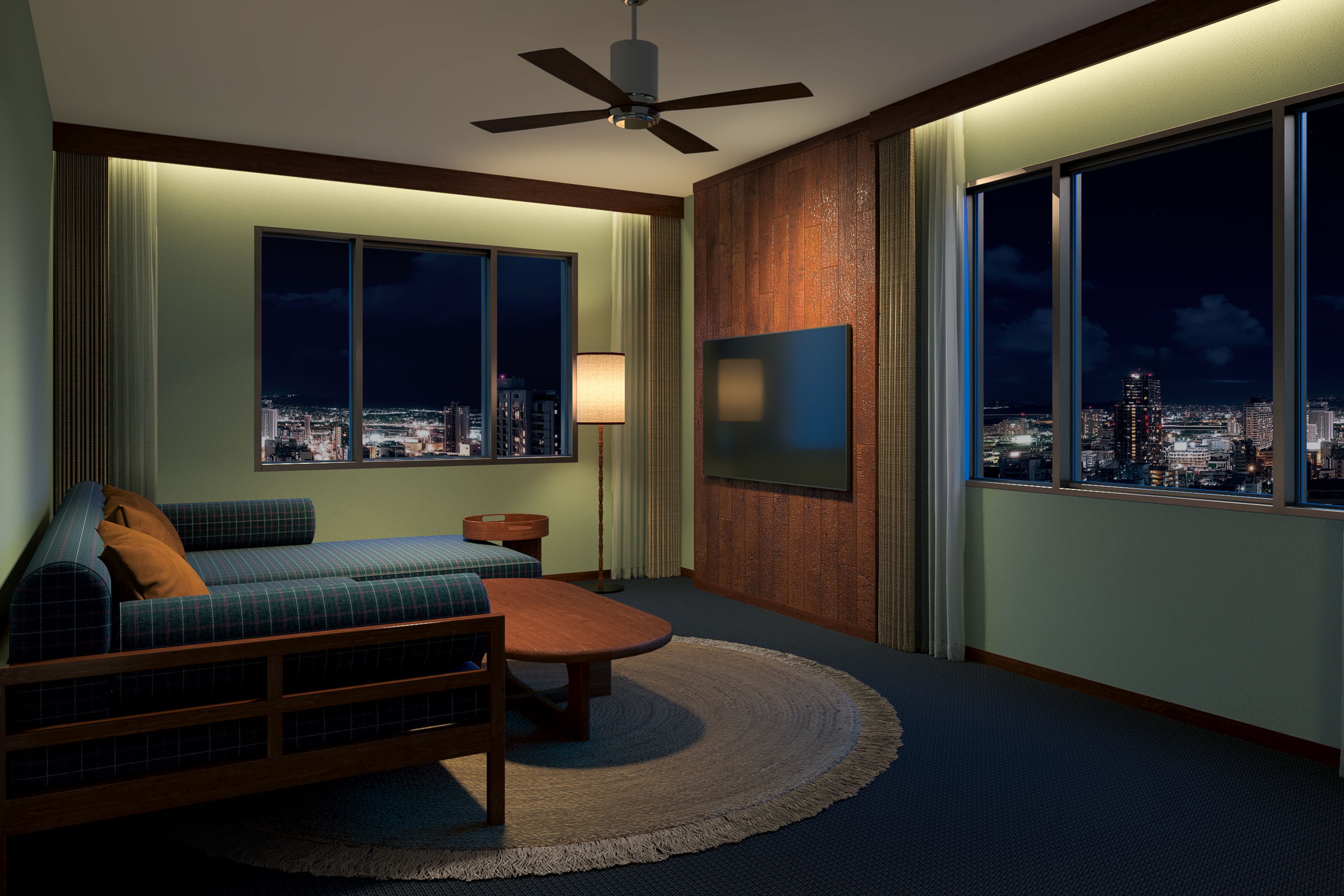 コンフォートデラックス（ダブルベッド2台／洗濯機）