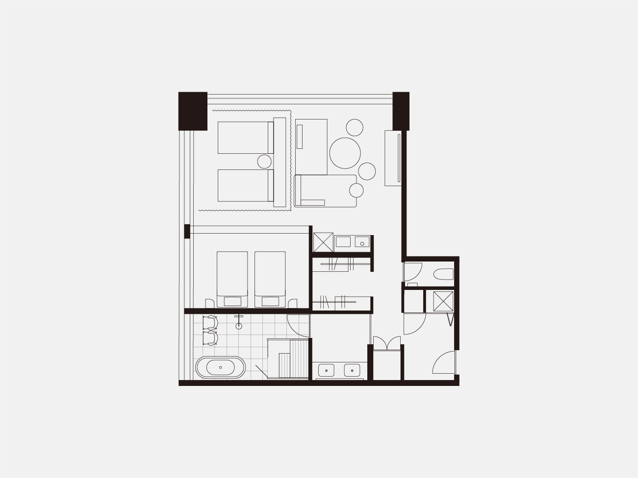 サウスゲートスイート（最上階／サウナ／ビューバス／洗濯機）