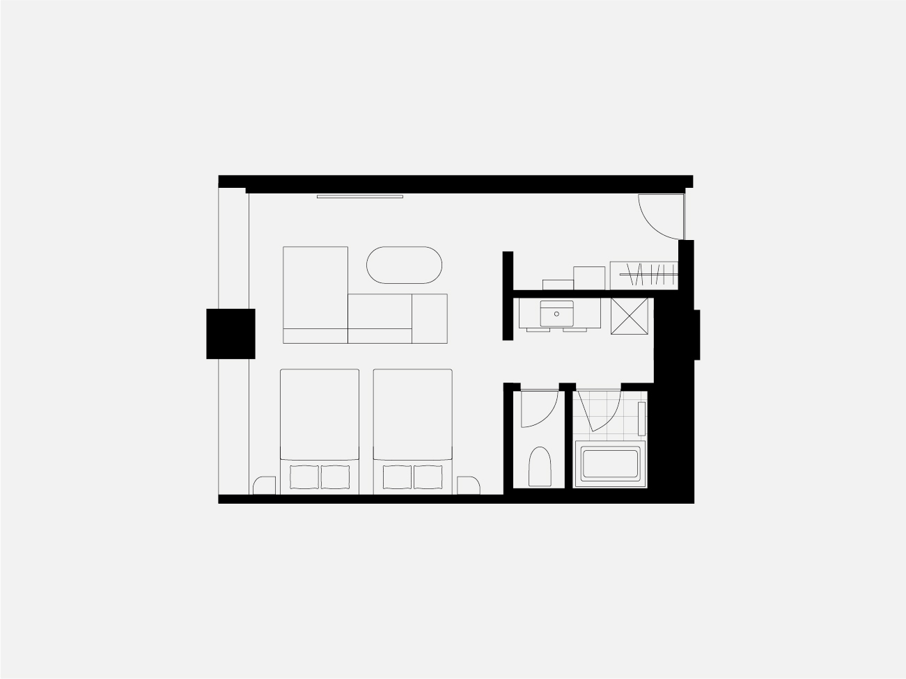 コンフォートデラックス（ダブルベッド2台／洗濯機）