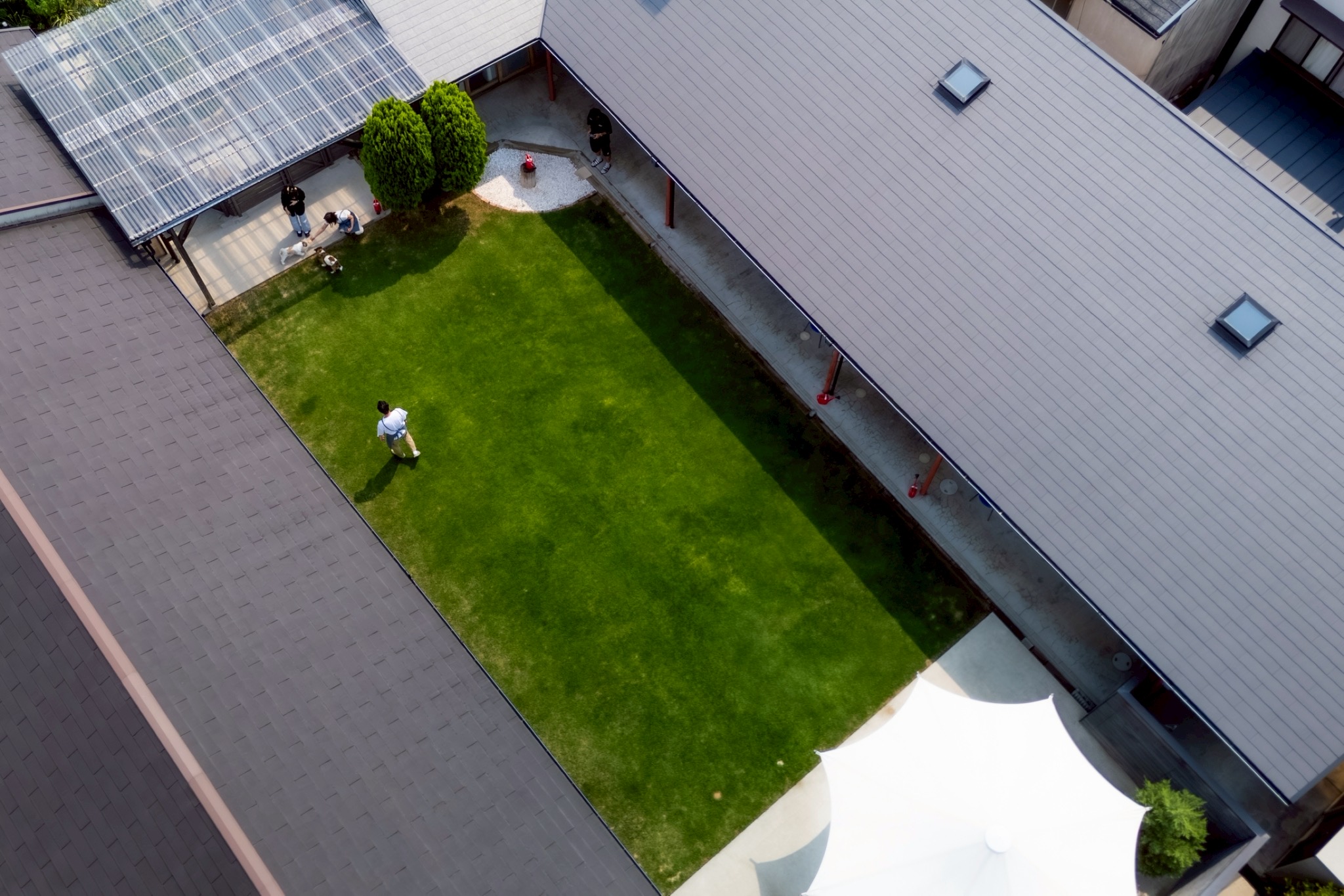 客室に囲まれた中庭のドッグランで愛犬と安心して遊べます