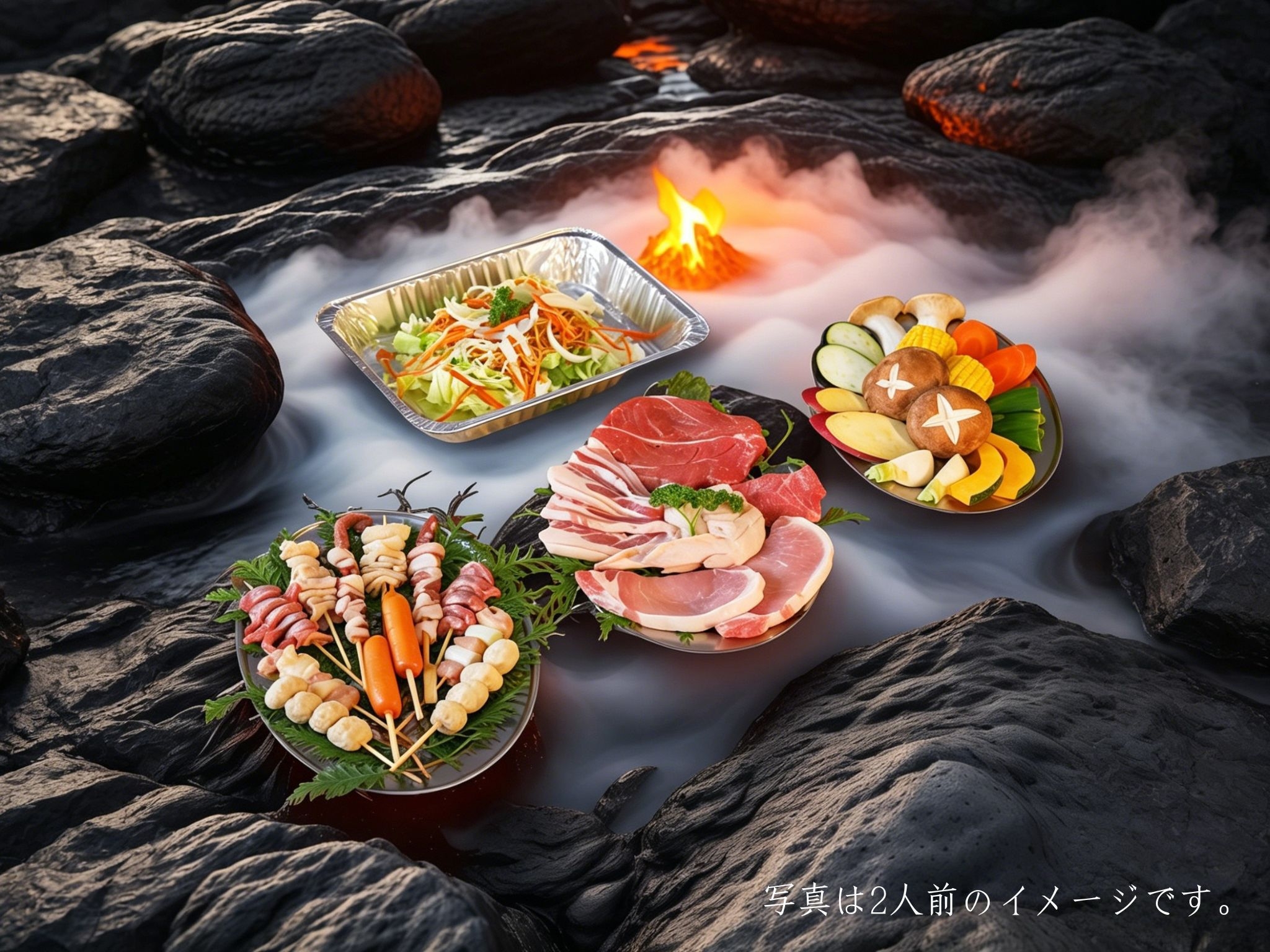 【夏季限定花火プレゼント】大人気！みんなでワイワイBBQ鶏コース＆朝食付きプラン【2食付き】