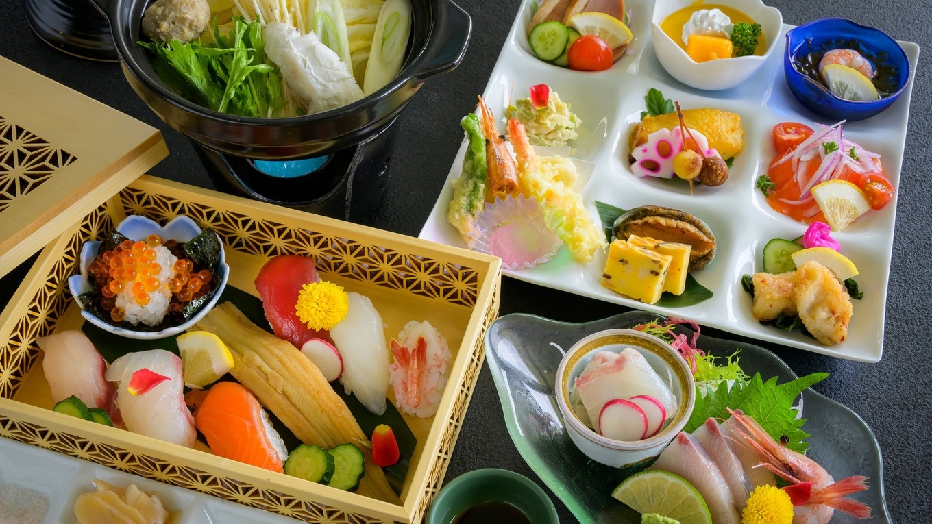 【えちぜん寿司御膳・季節のアラカルト〇海彩】1棟貸切コテージ！日本海の美味満載♪焼き立て朝ごはん