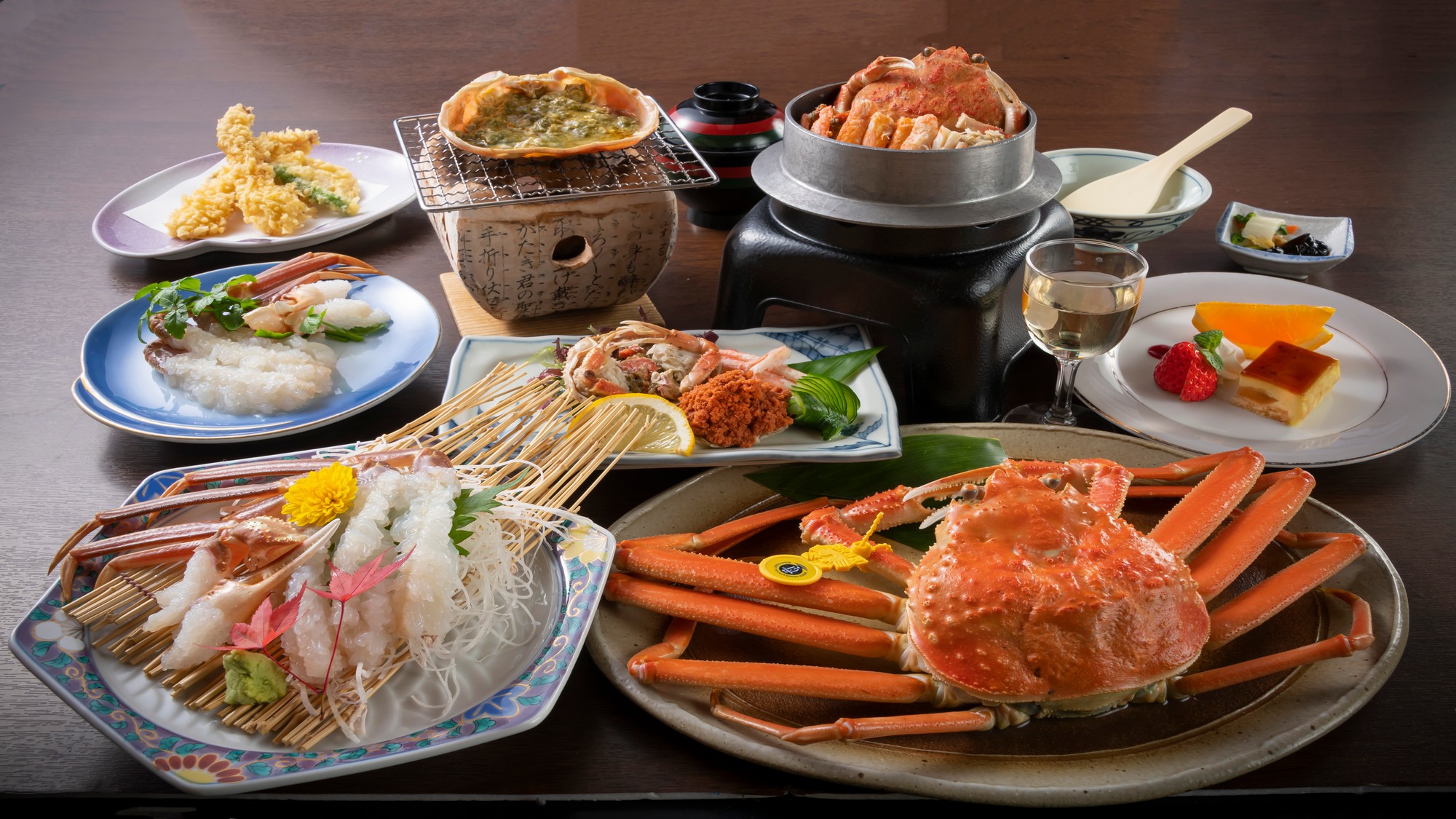 ゆで蟹、蟹しゃぶ、せいこ蟹釜飯など蟹づくしの蟹フルコース