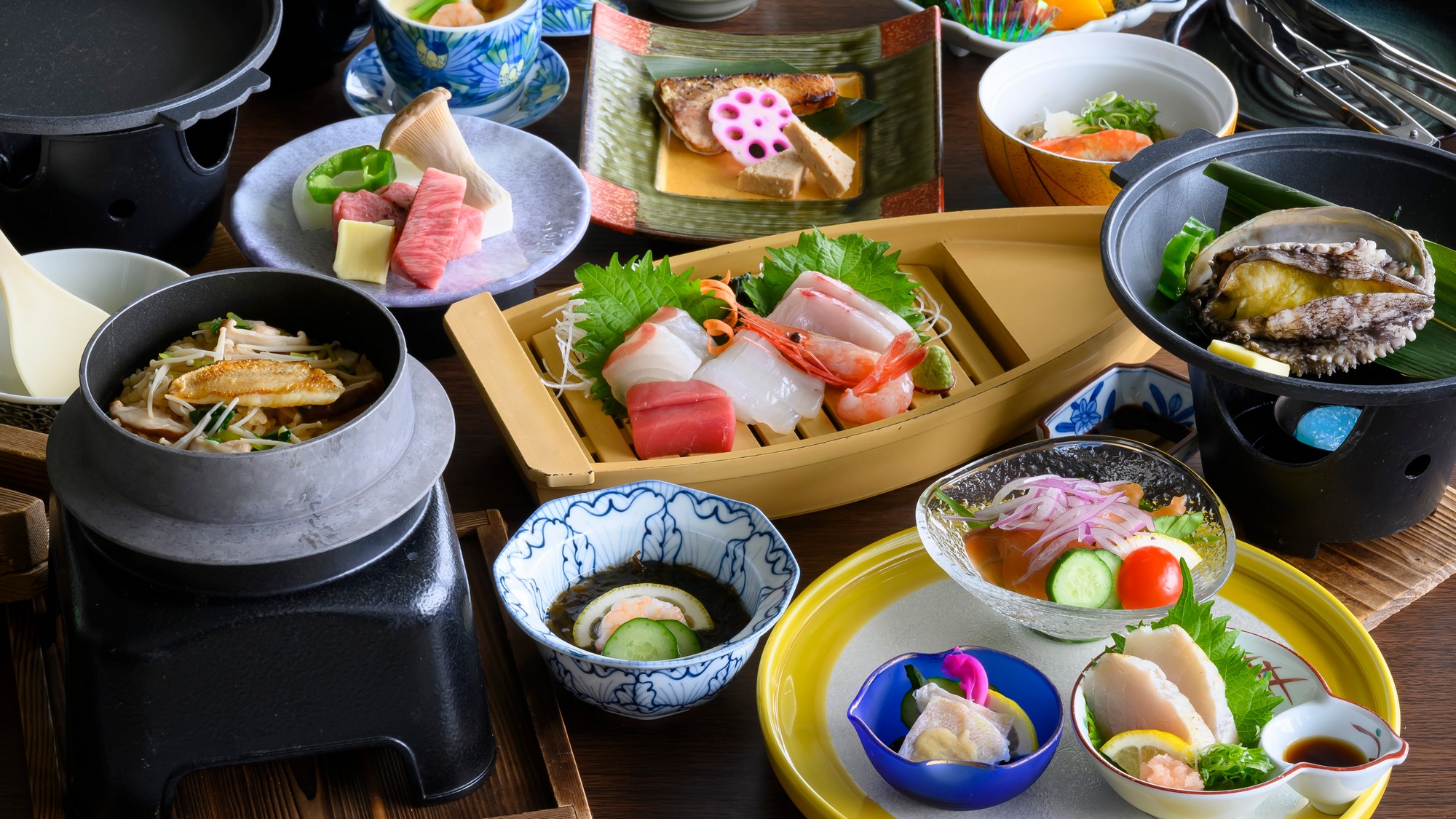 ＜特選極みコース＞人気の3大グルメ！鮑・和牛・お造りも。